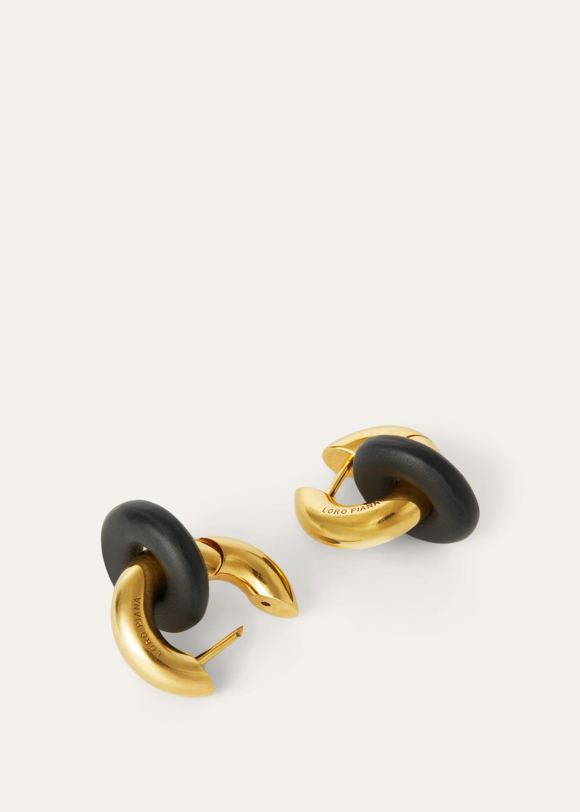 Duo Double Hoop Earrings - Black/Jewel Sun Gold