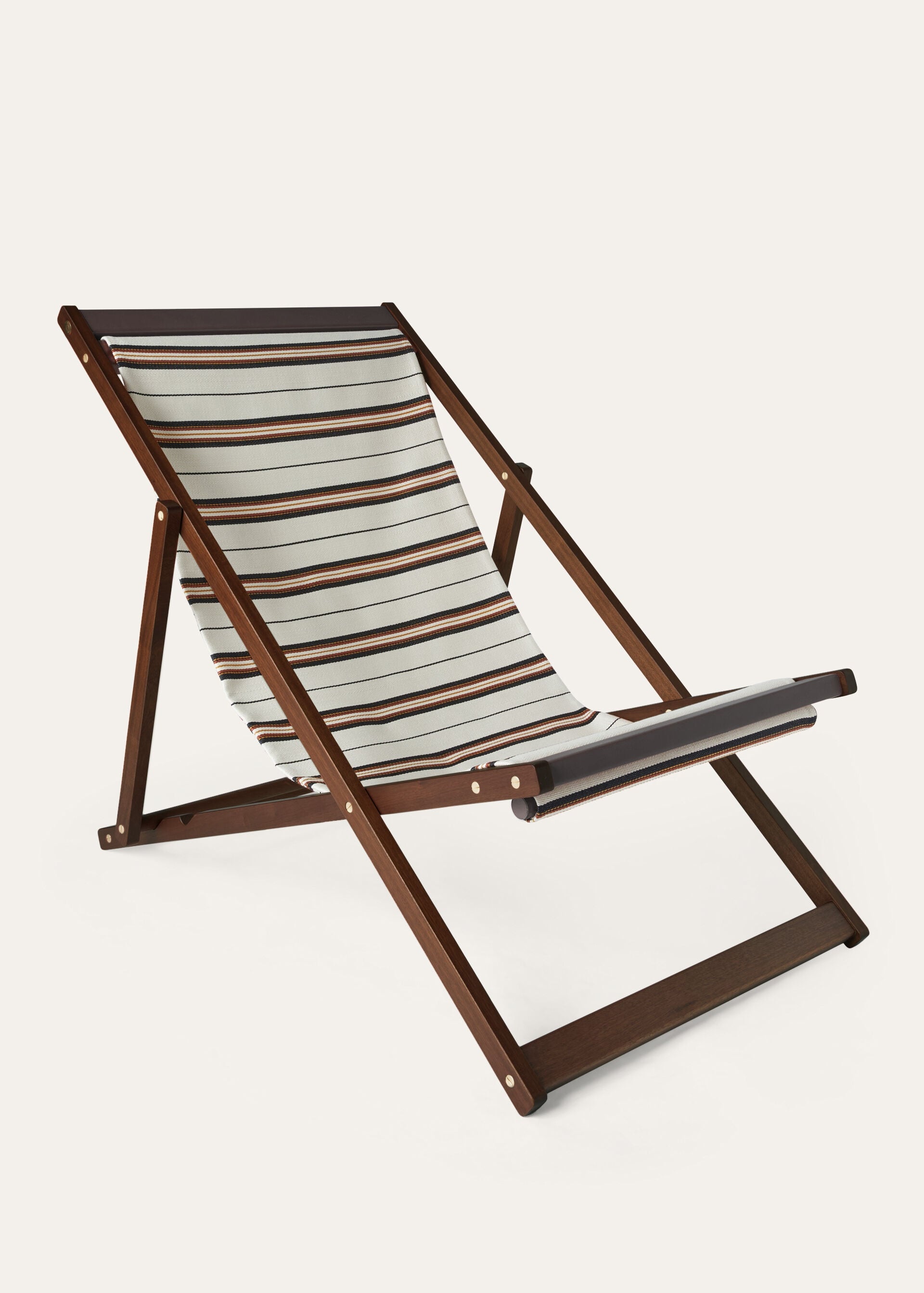 Vintage Oxford Stripe Dehors Deck Chair - Sand/Deep Ocean/Chili/Antique Gold