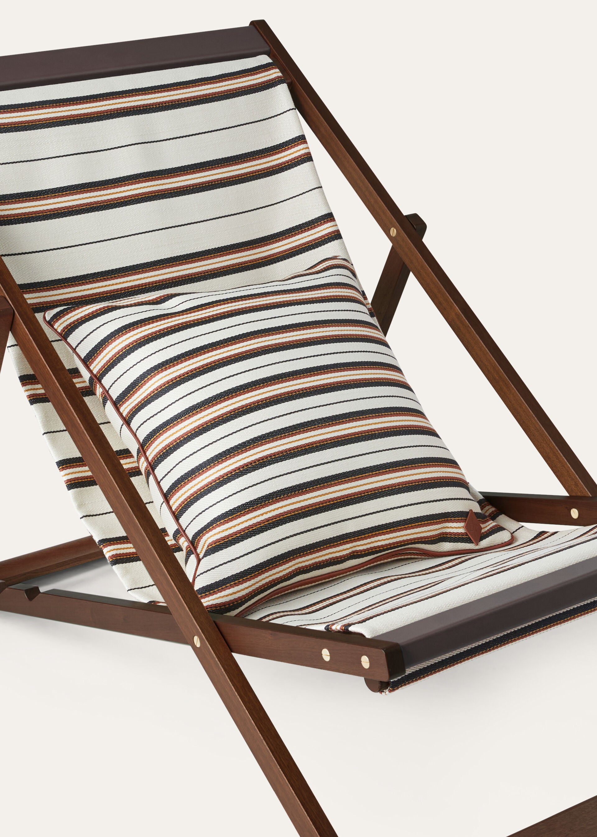Vintage Oxford Stripe Dehors Deck Chair - Sand/Deep Ocean/Chili/Antique Gold