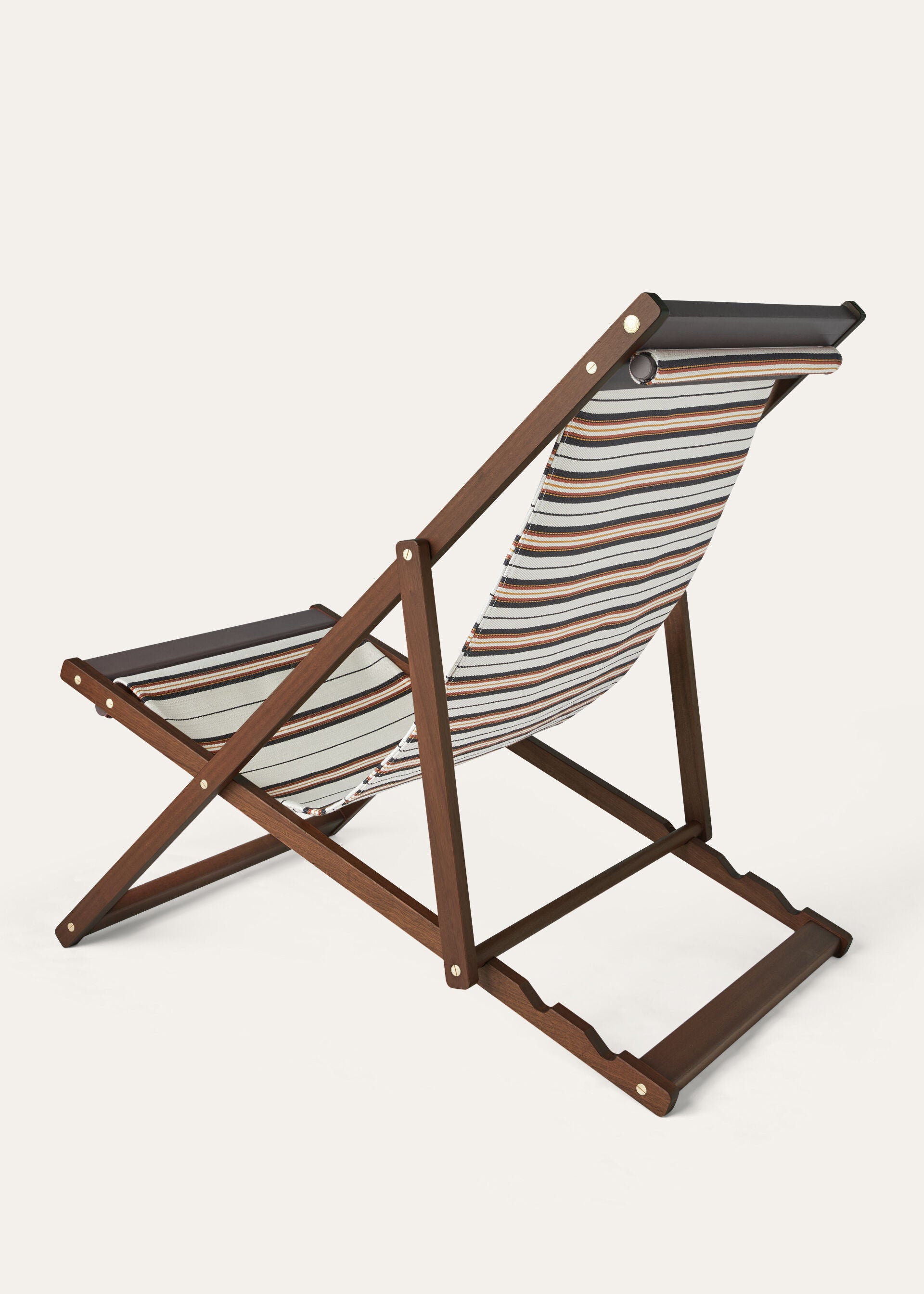 Vintage Oxford Stripe Dehors Deck Chair - Sand/Deep Ocean/Chili/Antique Gold