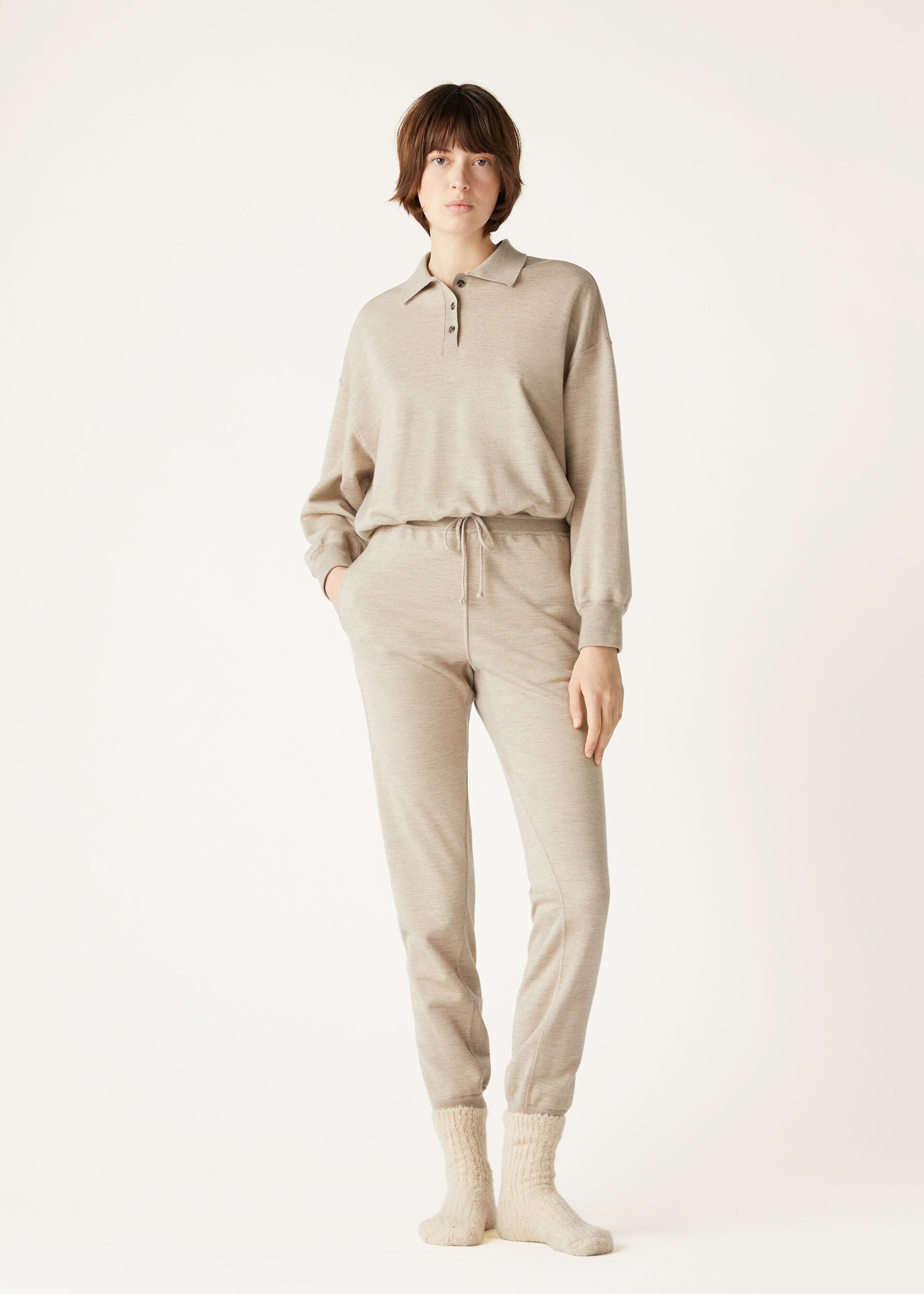 Cocooning Polo Sweatshirt - Demy Brown Natural