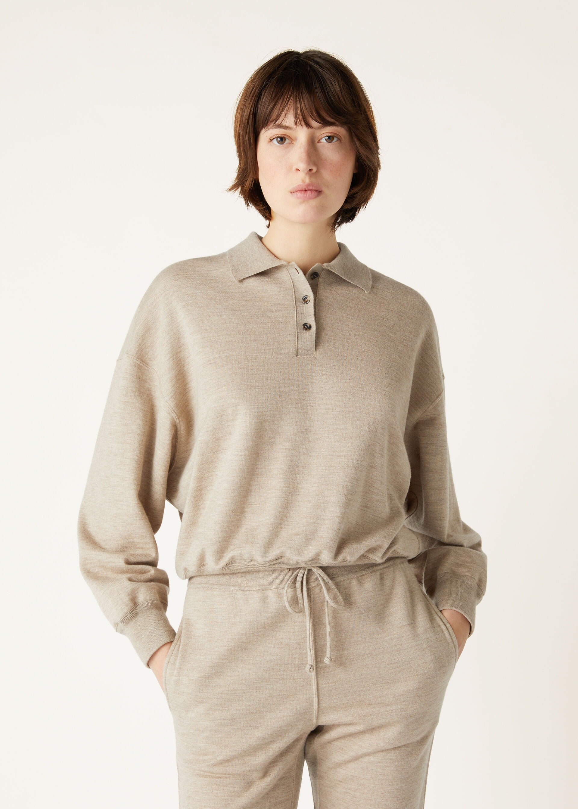 Cocooning Polo Sweatshirt - Demy Brown Natural