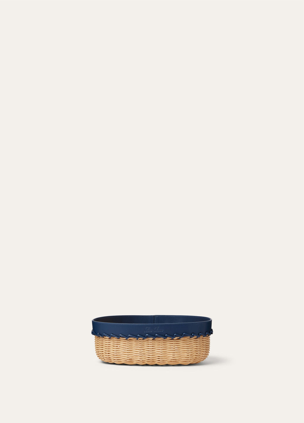 Small Oval Wicker Basket - Malt/Ocean Heart