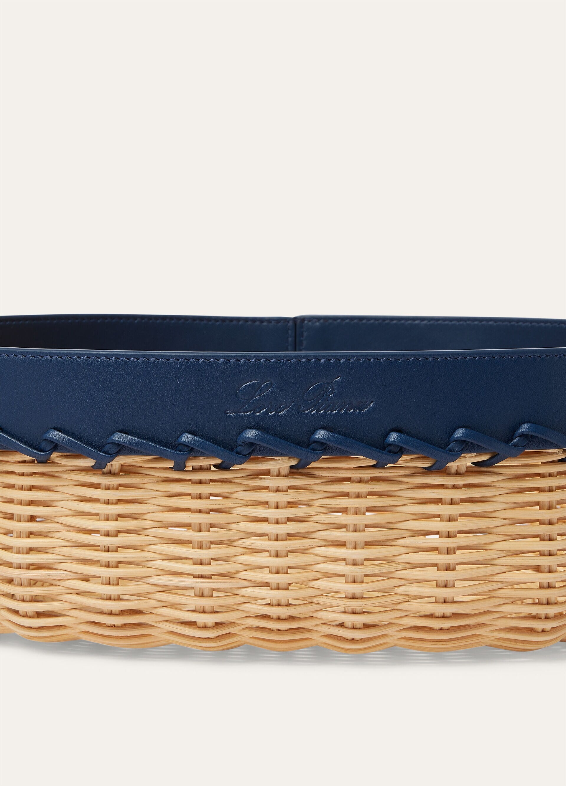 Small Oval Wicker Basket - Malt/Ocean Heart