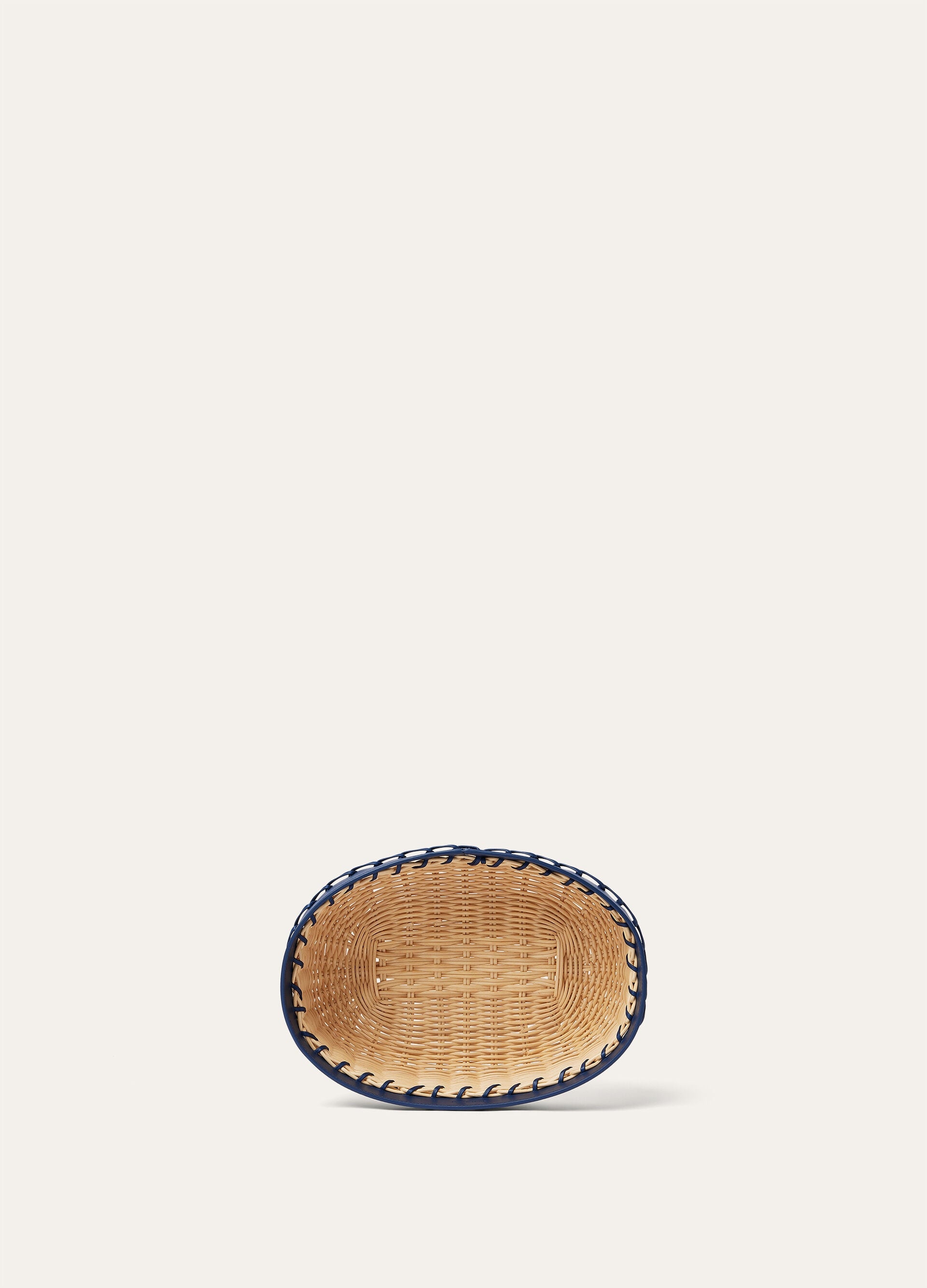 Small Oval Wicker Basket - Malt/Ocean Heart