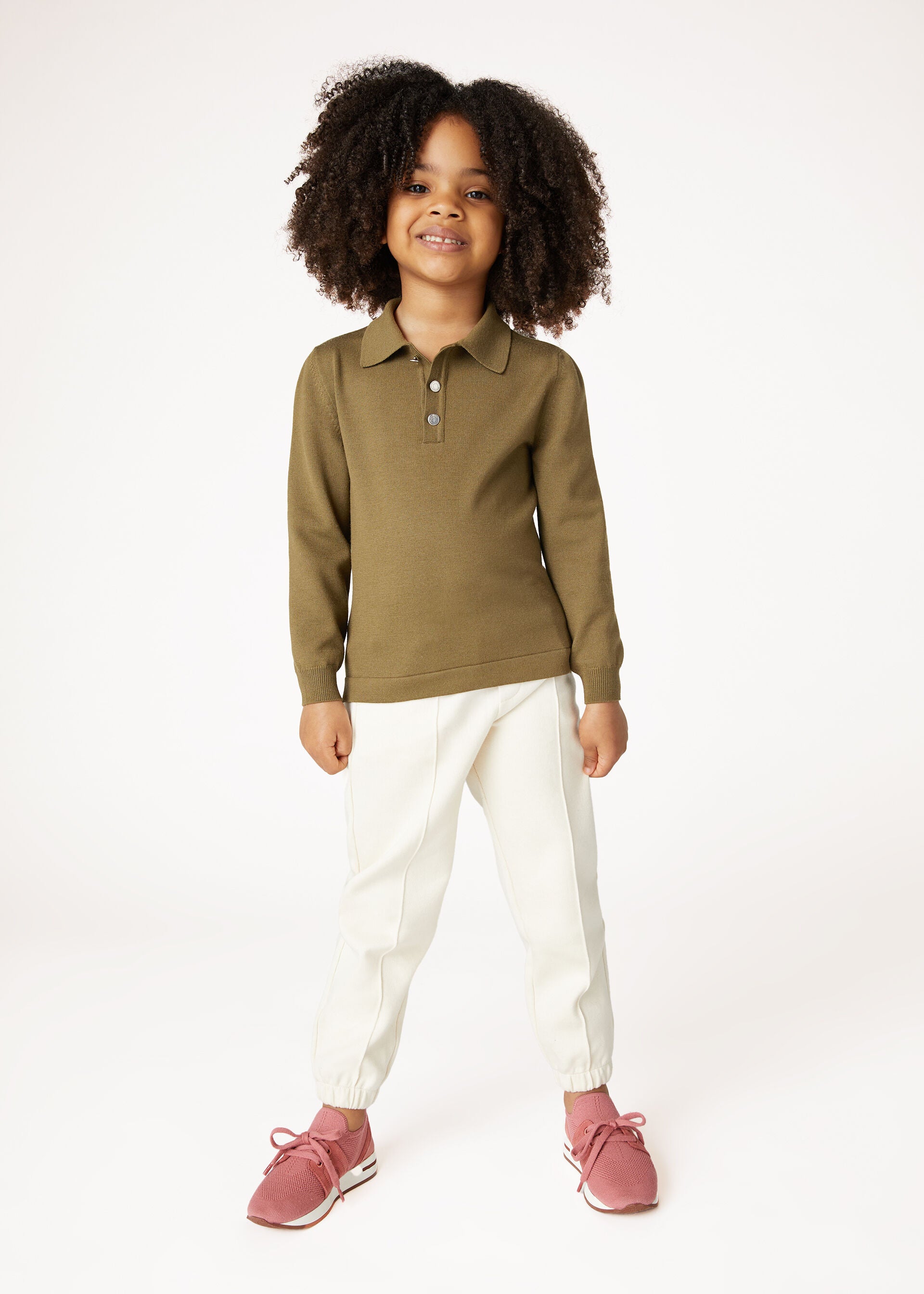 Kid's Wonderland Polo Jumper - Tundra Green
