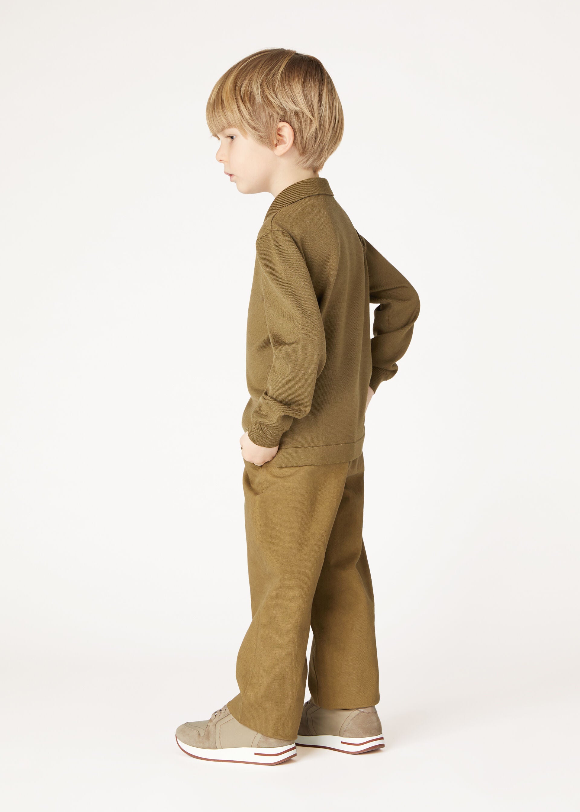 Kid's Wonderland Polo Jumper - Tundra Green
