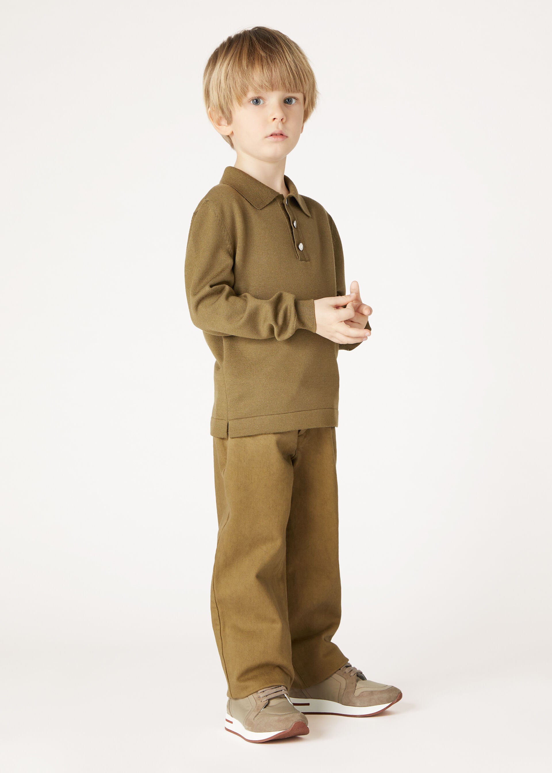 Kid's Wonderland Polo Jumper - Tundra Green