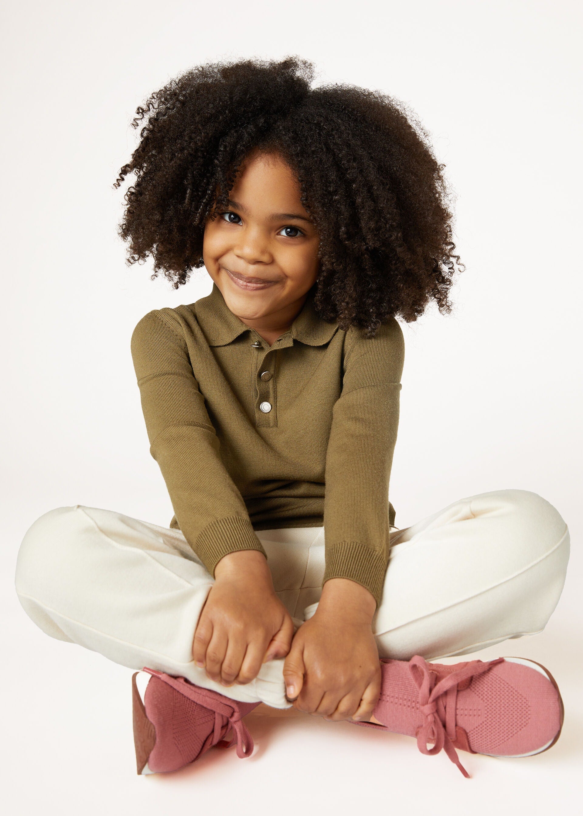 Kid's Wonderland Polo Jumper - Tundra Green