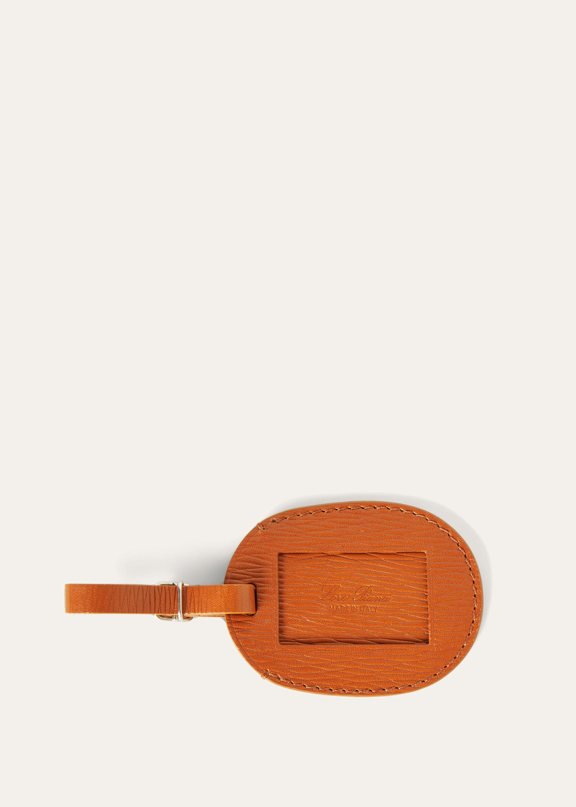 Oval Luggage Tag - Warm Tan/Antique Silver