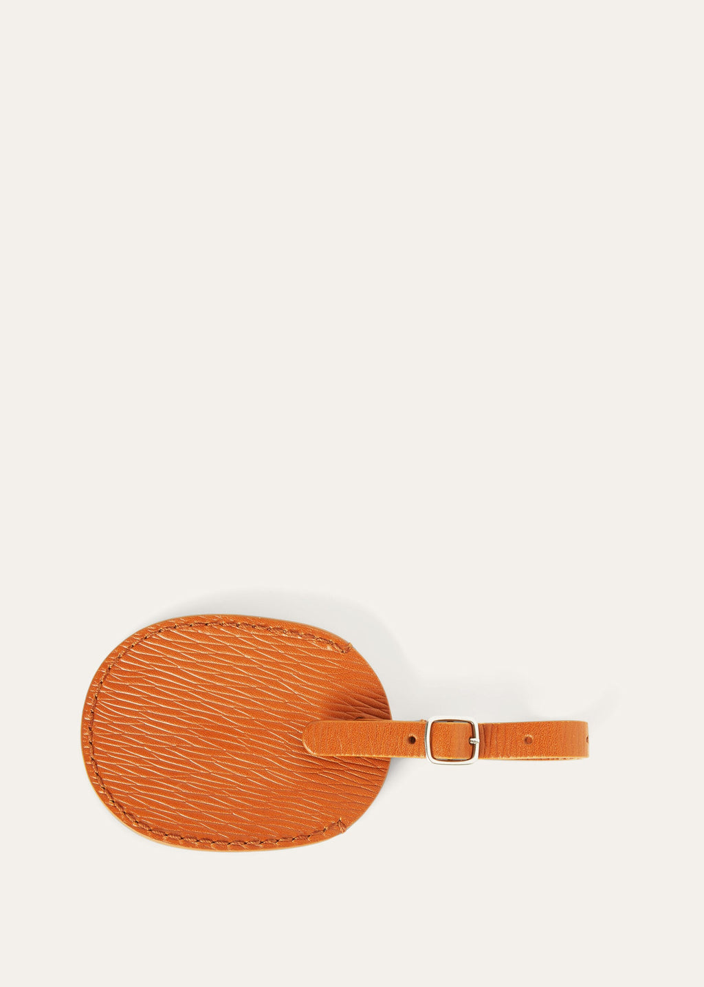 Oval Luggage Tag - Warm Tan/Antique Silver