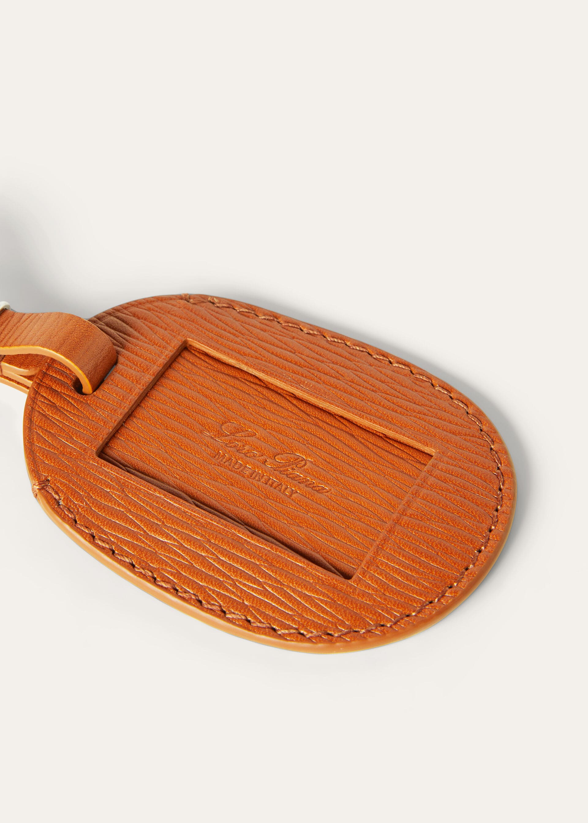 Oval Luggage Tag - Warm Tan/Antique Silver