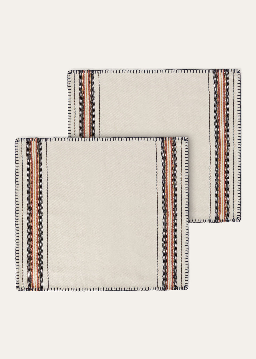 Vintage Oxford Stripe Placemat Set - Sand/Deep Ocean/Chili/Antique Gold