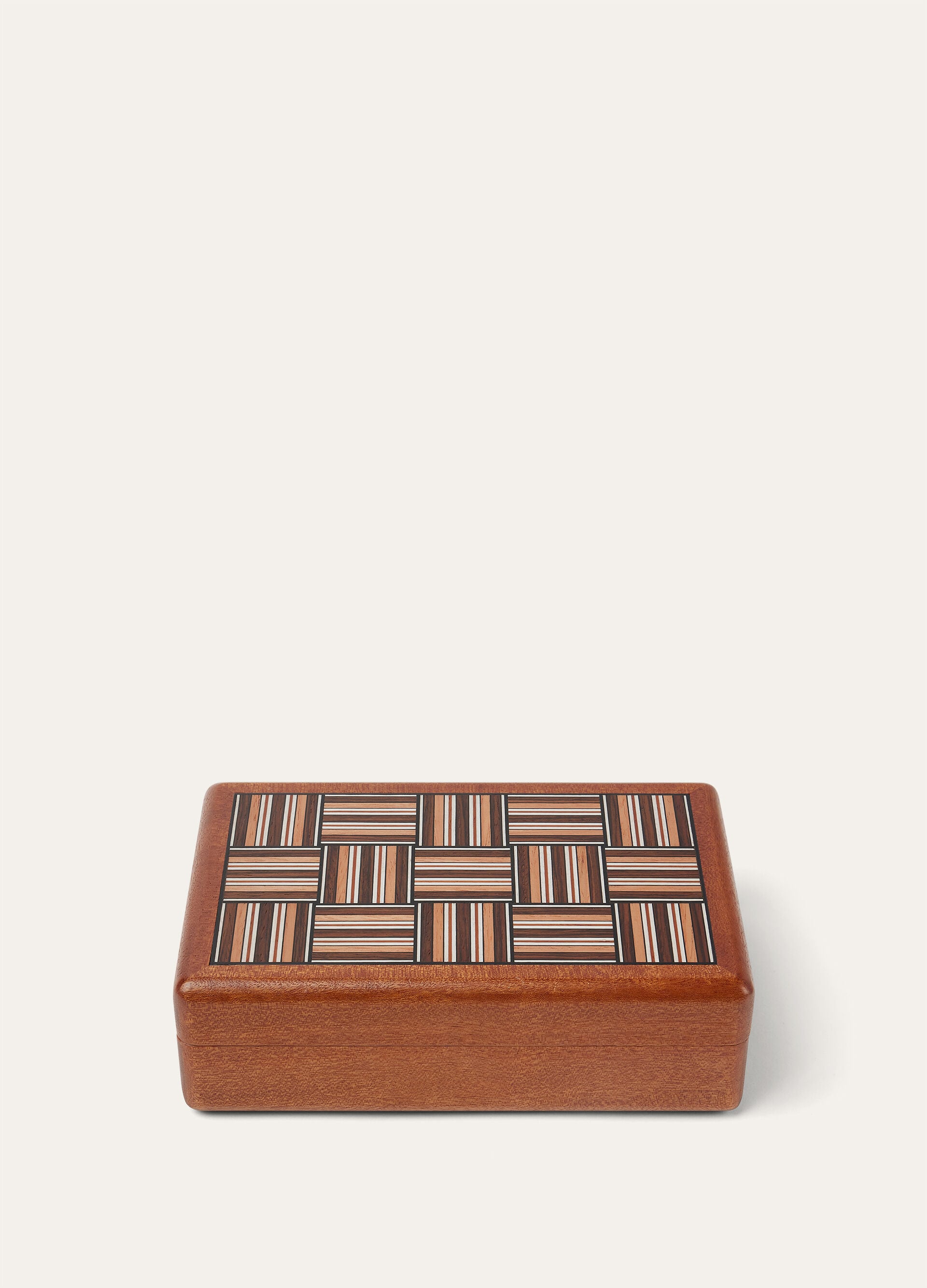 Woven Stripe Rectangular Box - Natural Mahogany /Woven Stripe