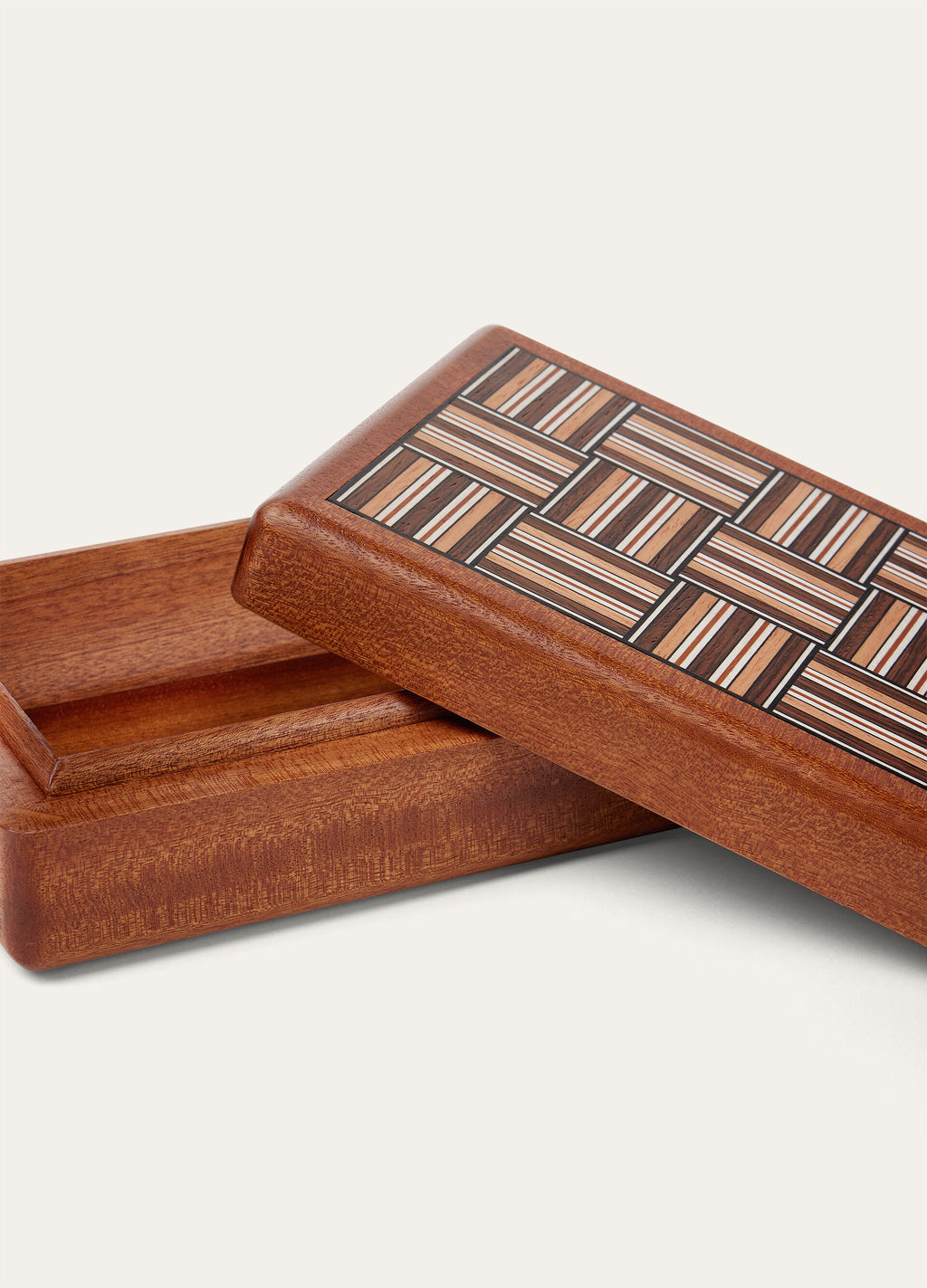 Woven Stripe Rectangular Box - Natural Mahogany /Woven Stripe