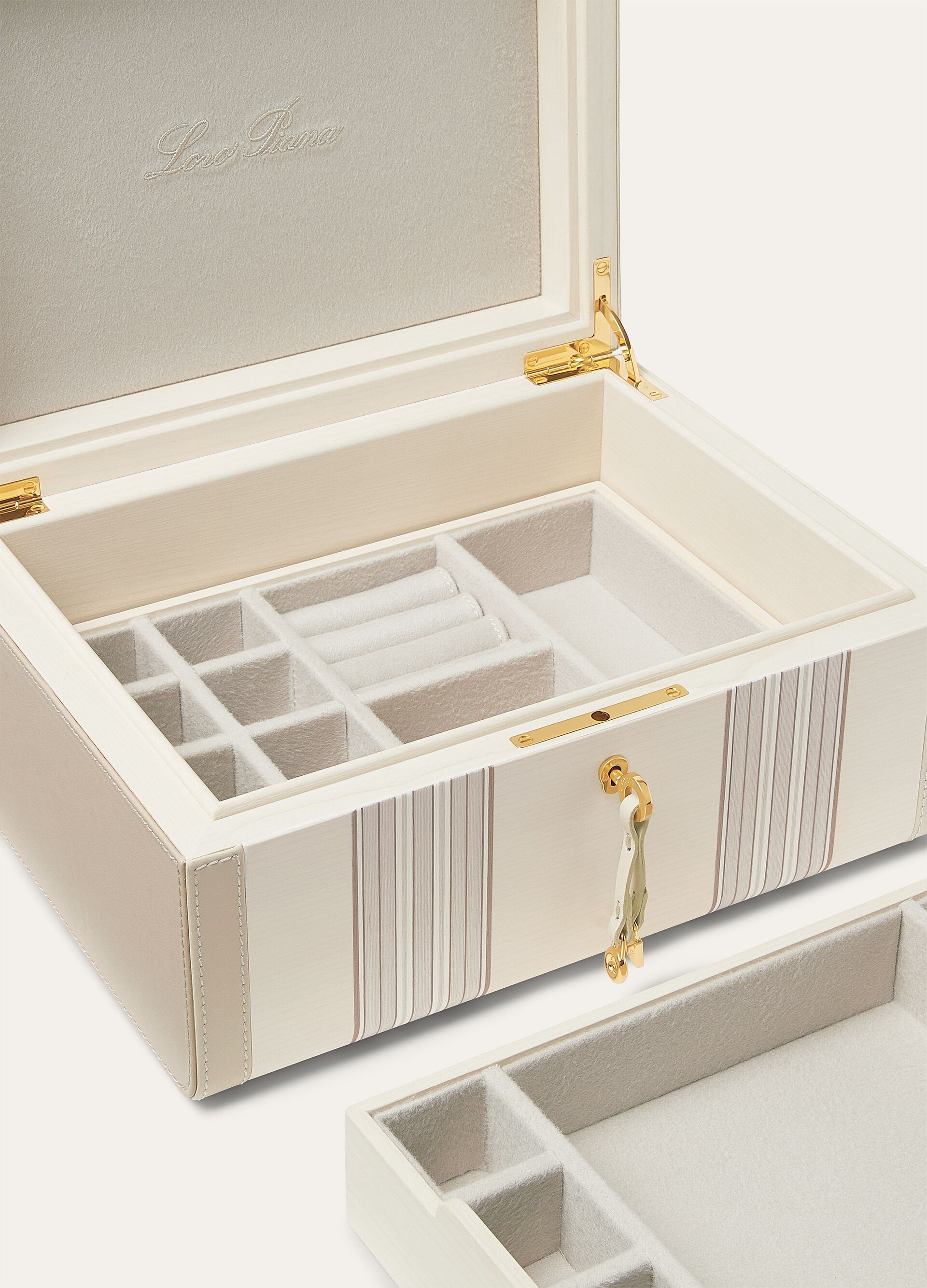Large Loro Piana Intarsia Jewelry Box - Light Cedar/White Snow