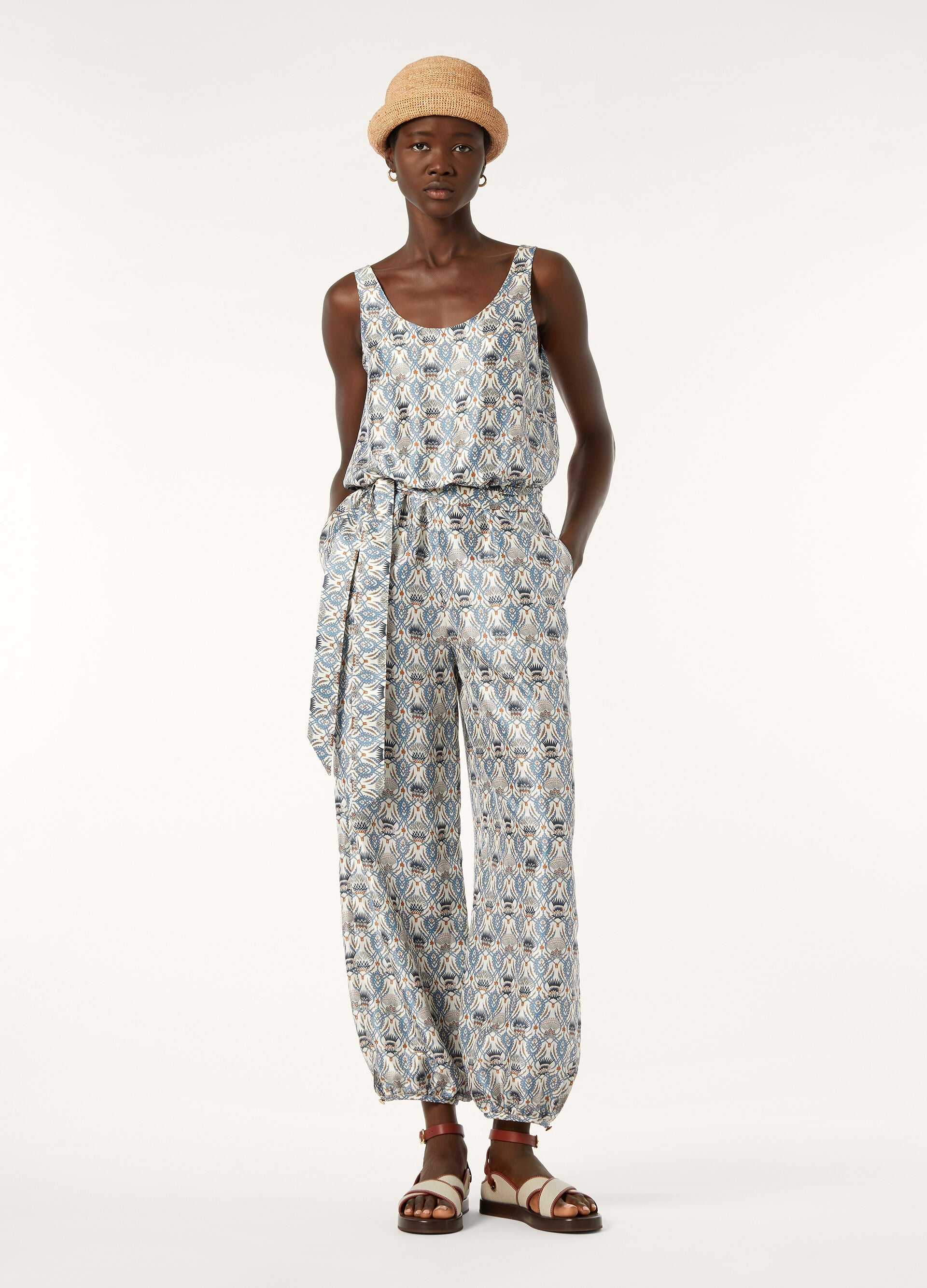 Nadia Jumpsuit - Chalk/Deep Lagoon Water