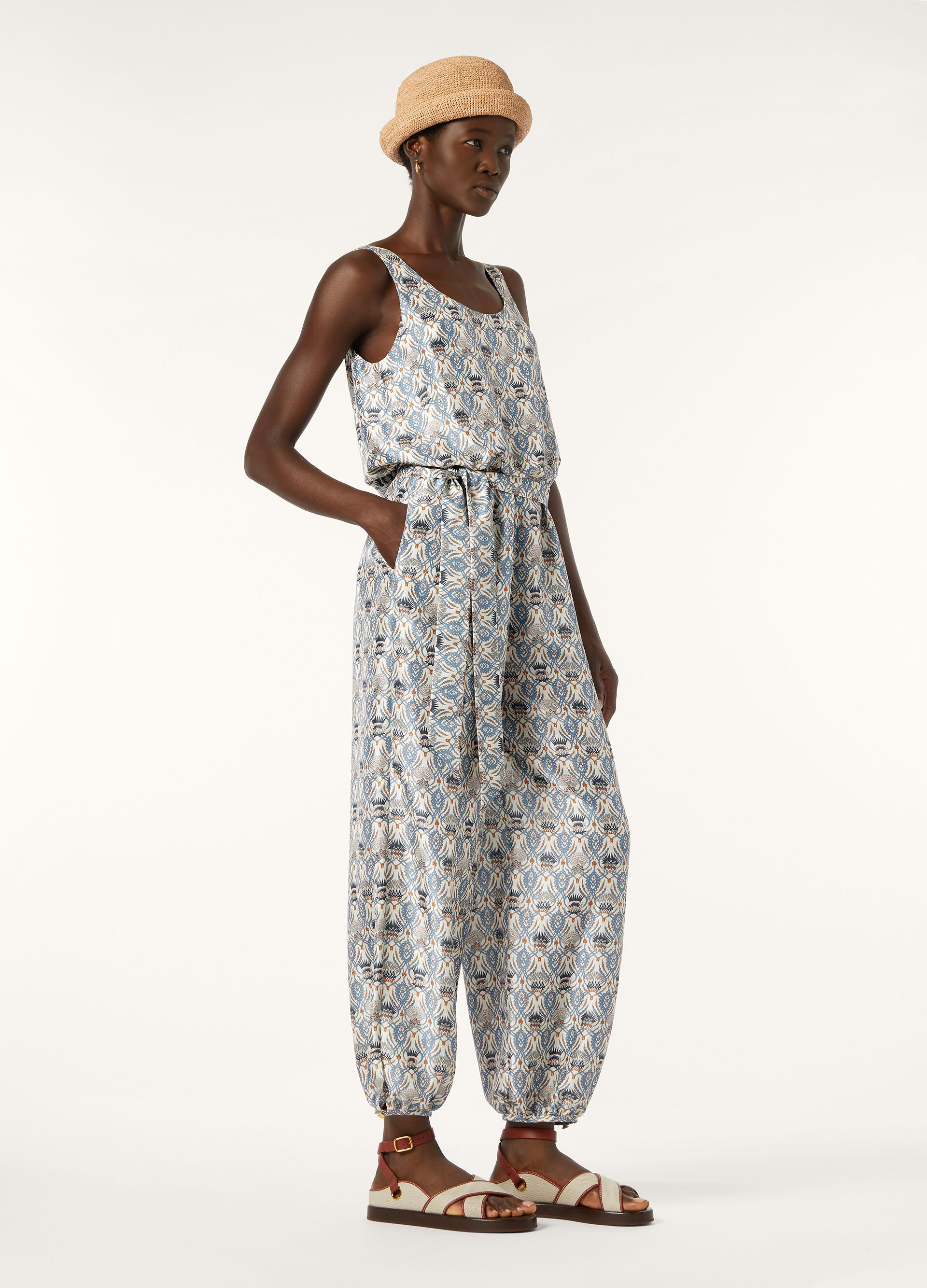 Nadia Jumpsuit - Chalk/Deep Lagoon Water