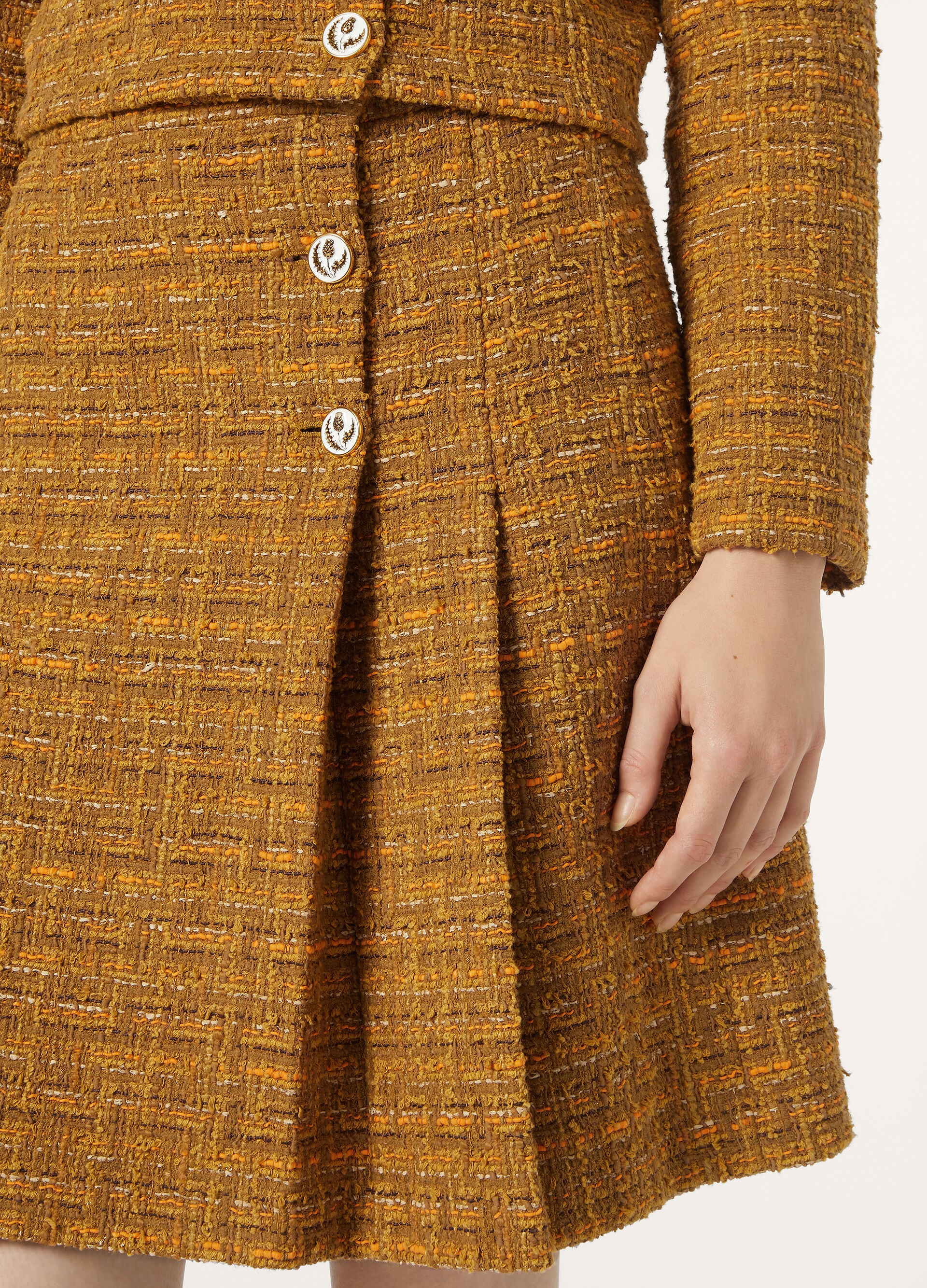 Aida Skirt - Green-Orange Poppy Tweed