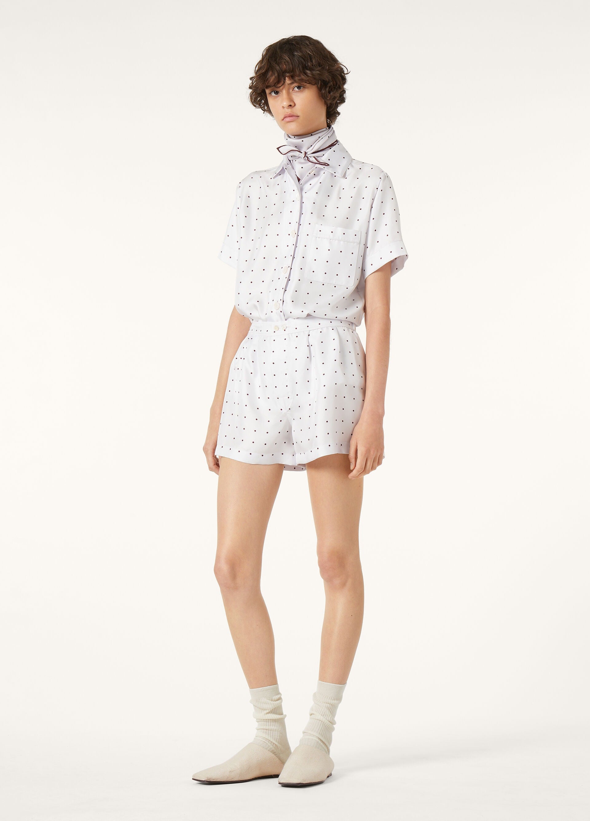 Angelina Pajamas Shirt - Lilac/Red Grapes Pois