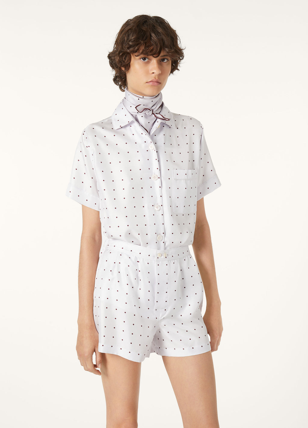 Angelina Pajamas Shirt - Lilac/Red Grapes Pois