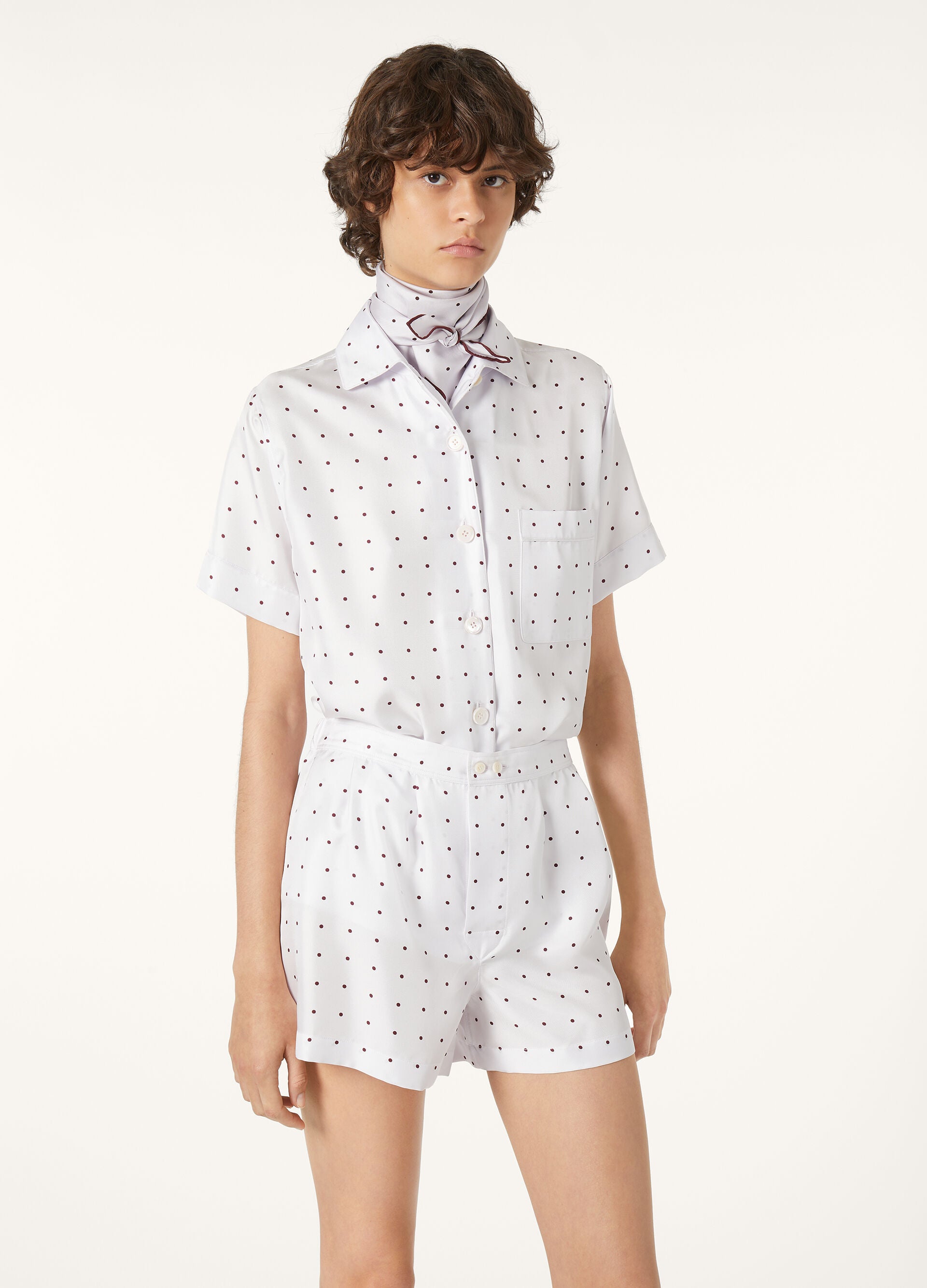 Angelina Pajamas Shirt - Lilac/Red Grapes Pois