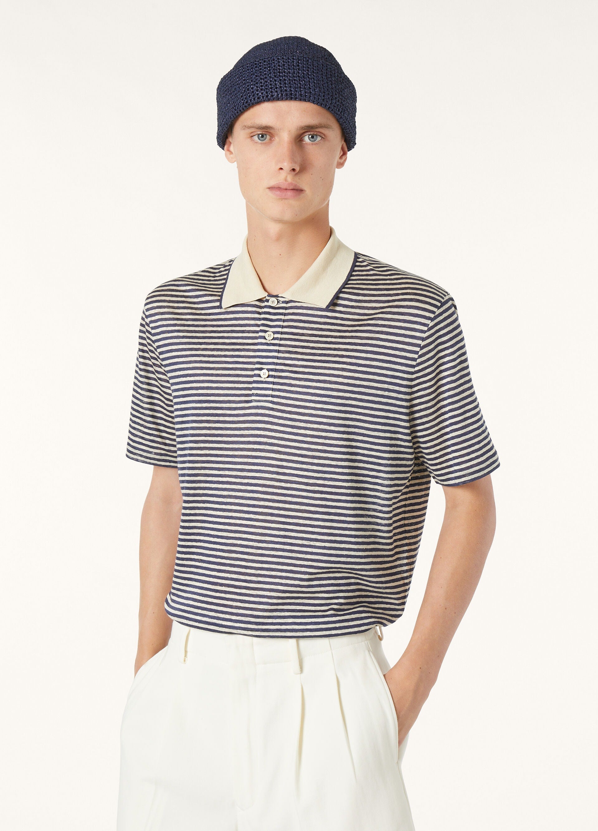 Cremia Polo Shirt - Nougat/Navy Fancy
