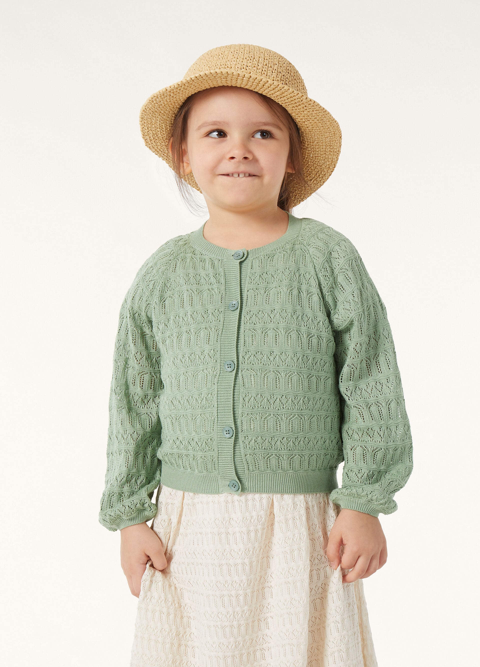 Kid's Daisy Cardigan - Jade Green