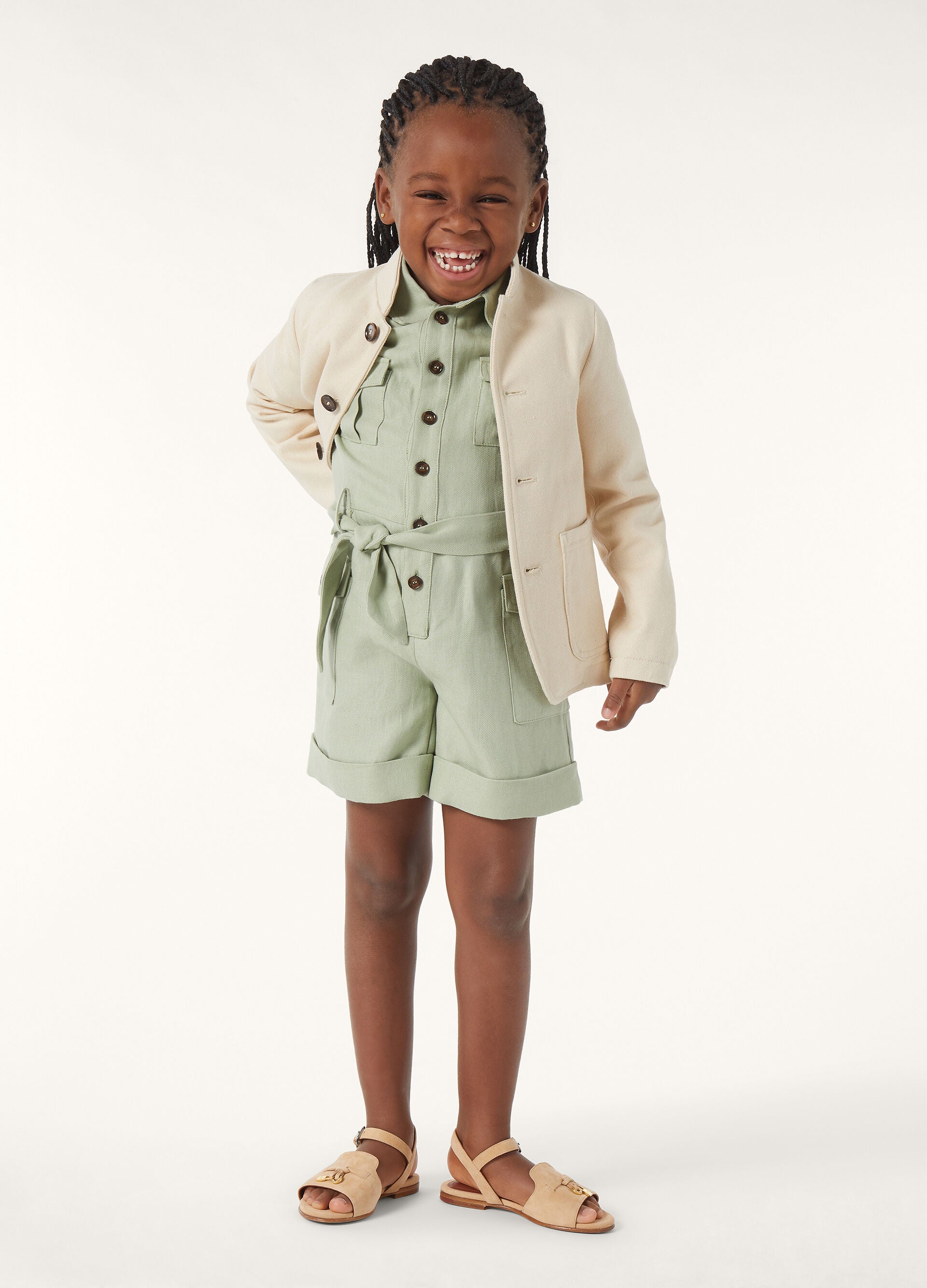 Kid's Dora Playsuit - Green Fluorite