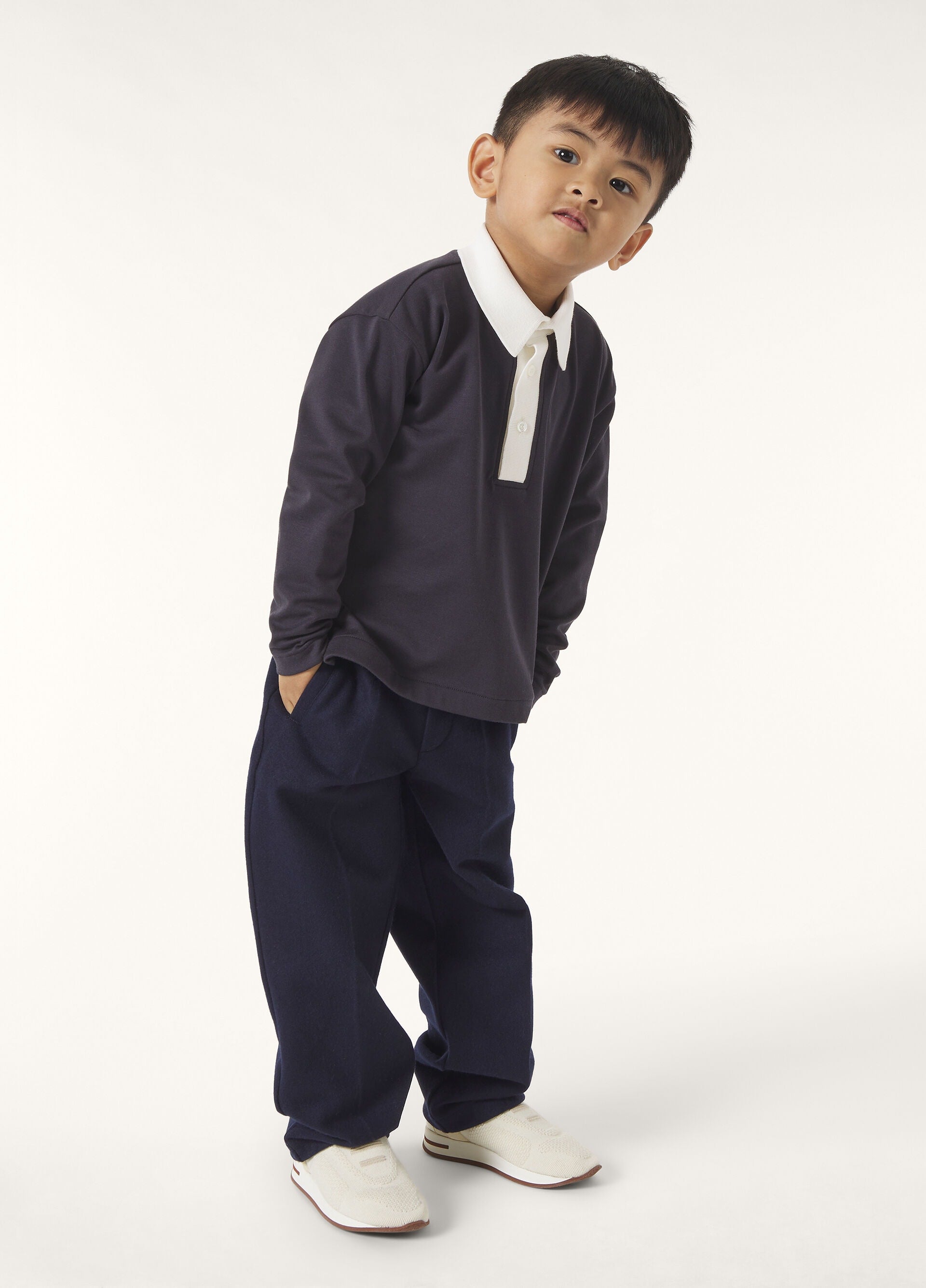 Kid's Playground Polo Shirt - Navy Blue/White
