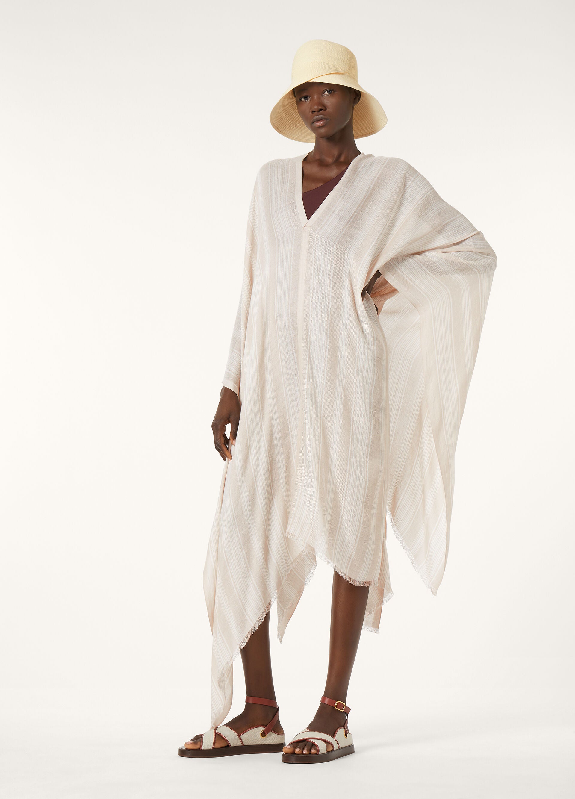 Aida Poncho - Birch Beige/Pristine White