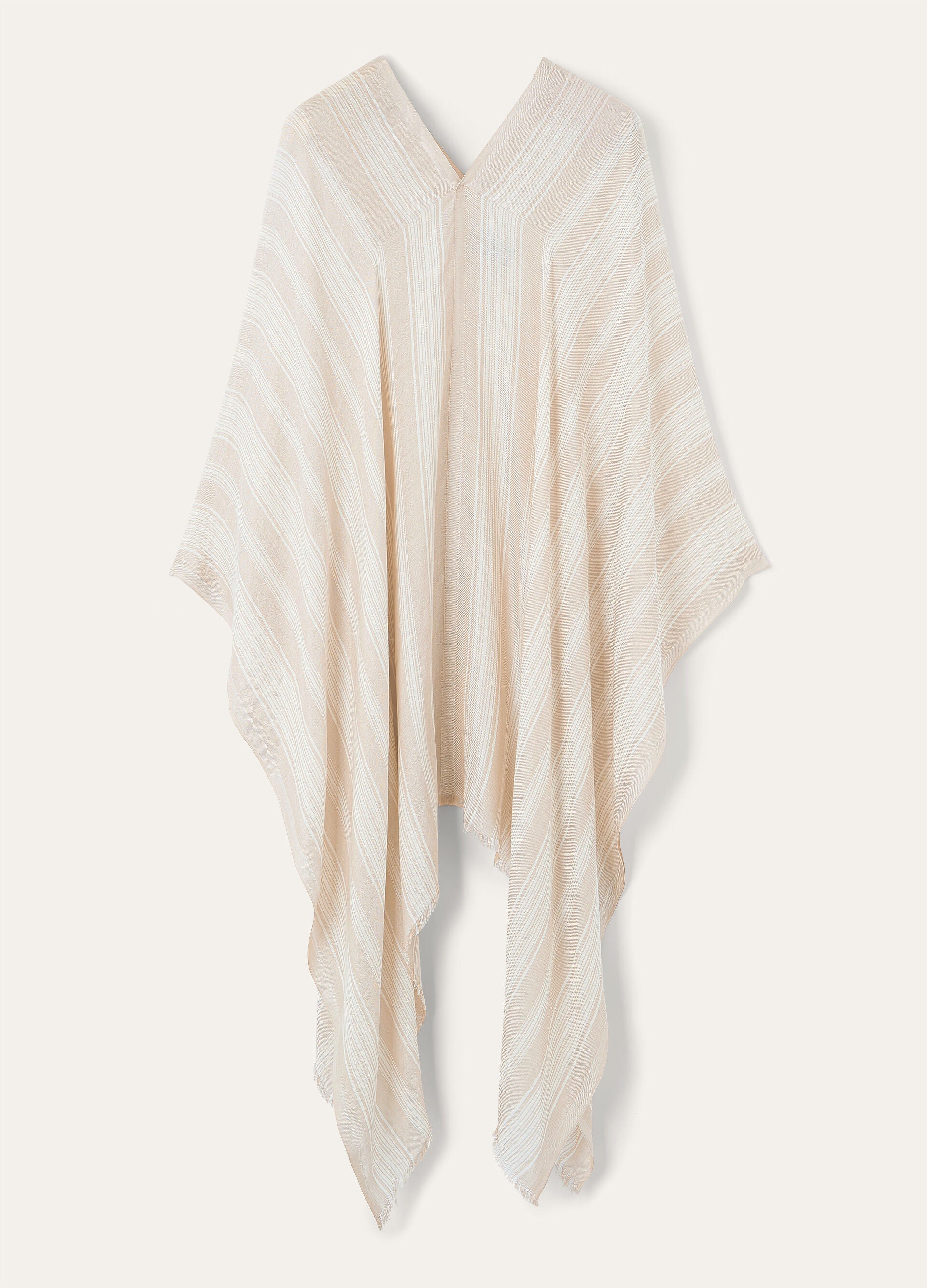 Aida Poncho - Birch Beige/Pristine White
