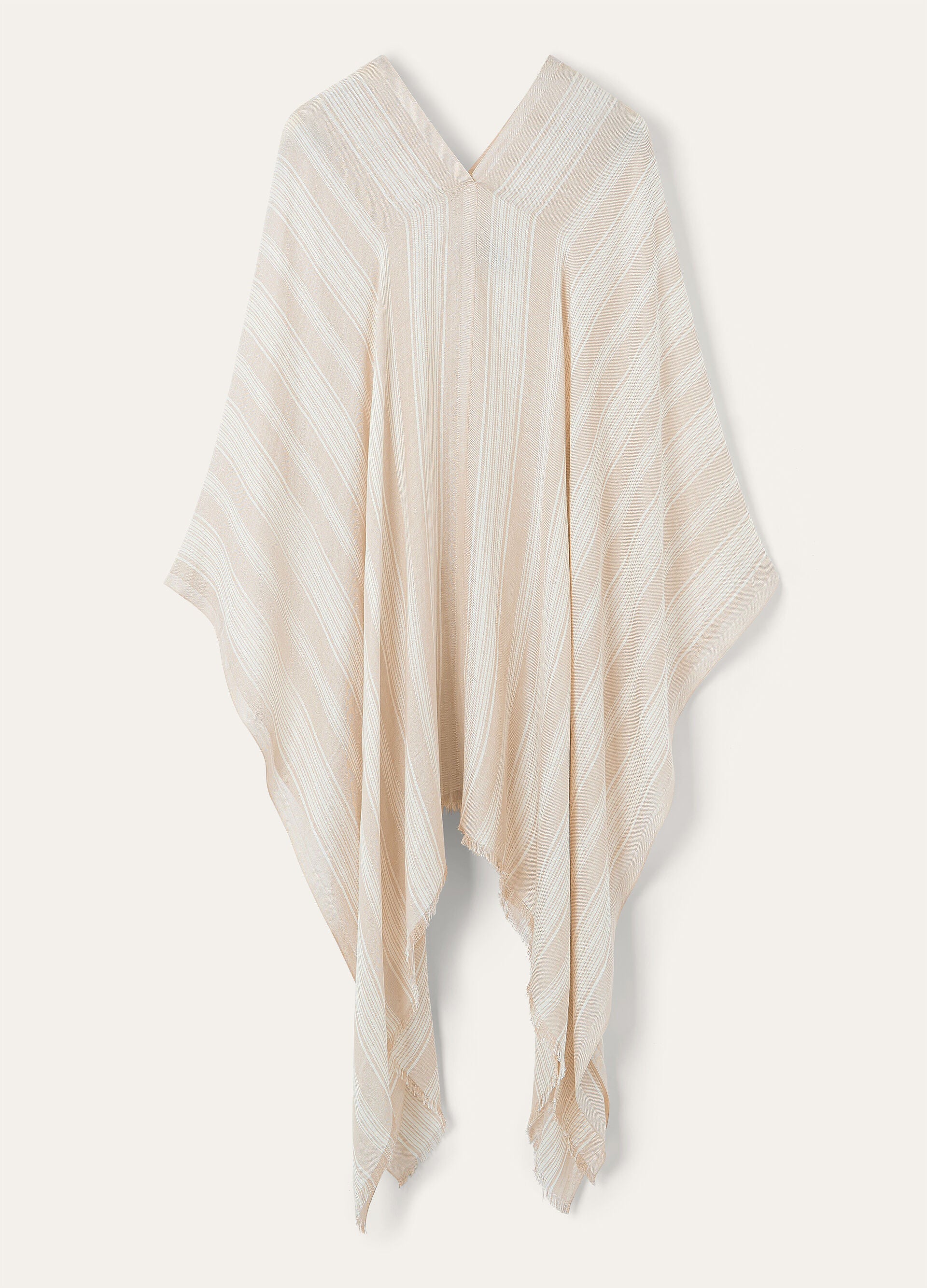 Aida Poncho - Birch Beige/Pristine White