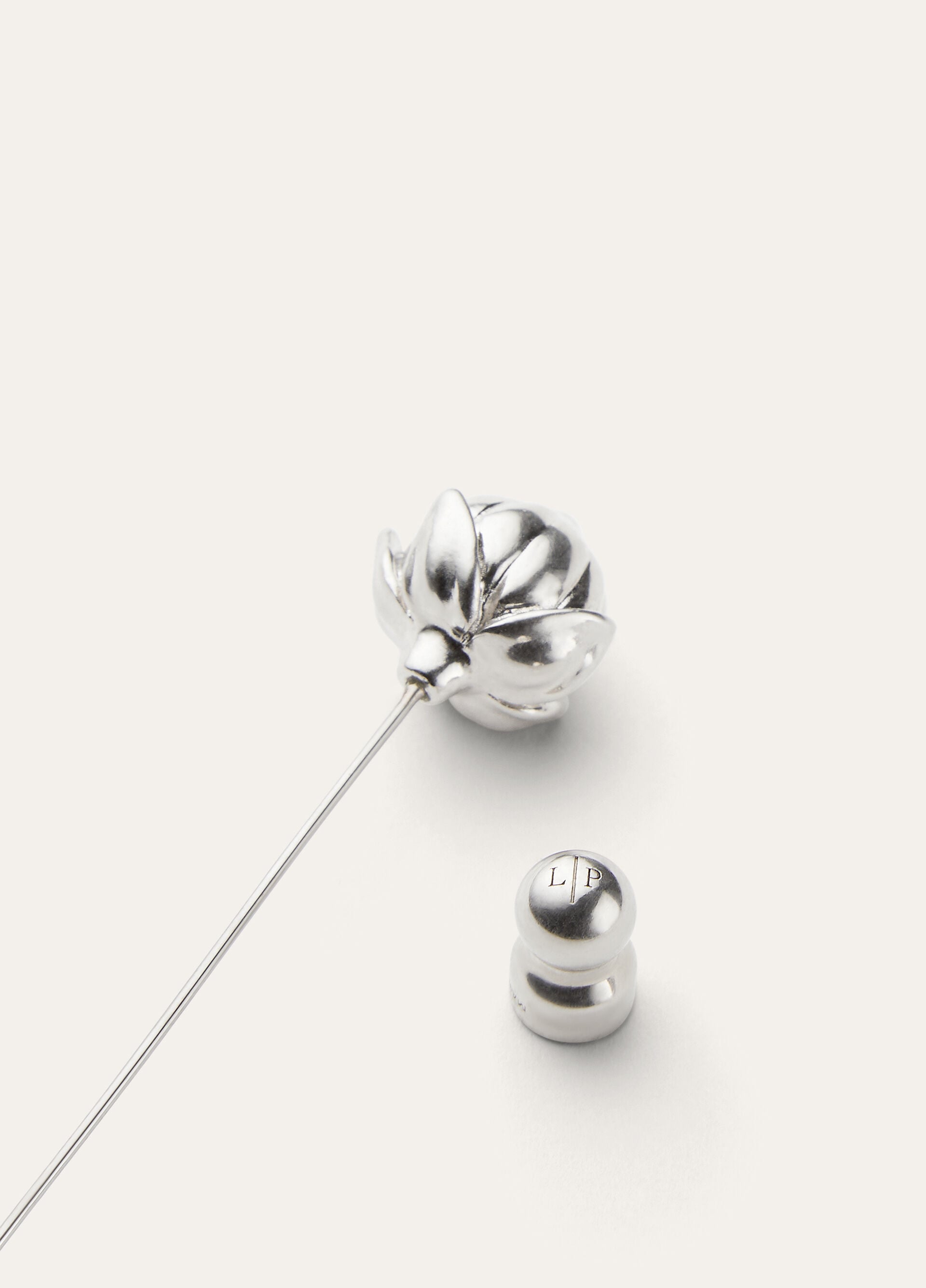 Linen Flower Bud Pin - Antique Silver