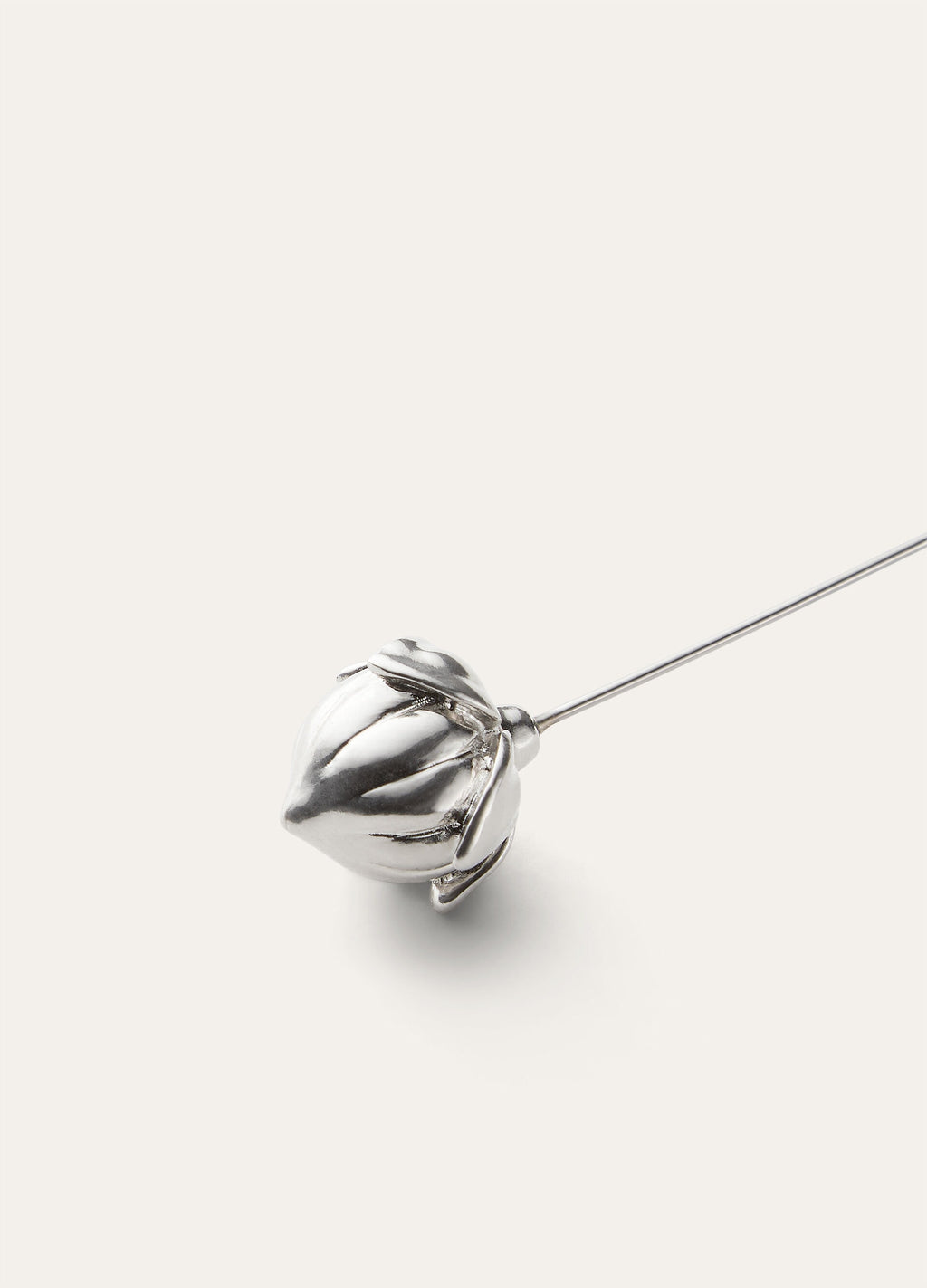 Linen Flower Bud Pin - Antique Silver