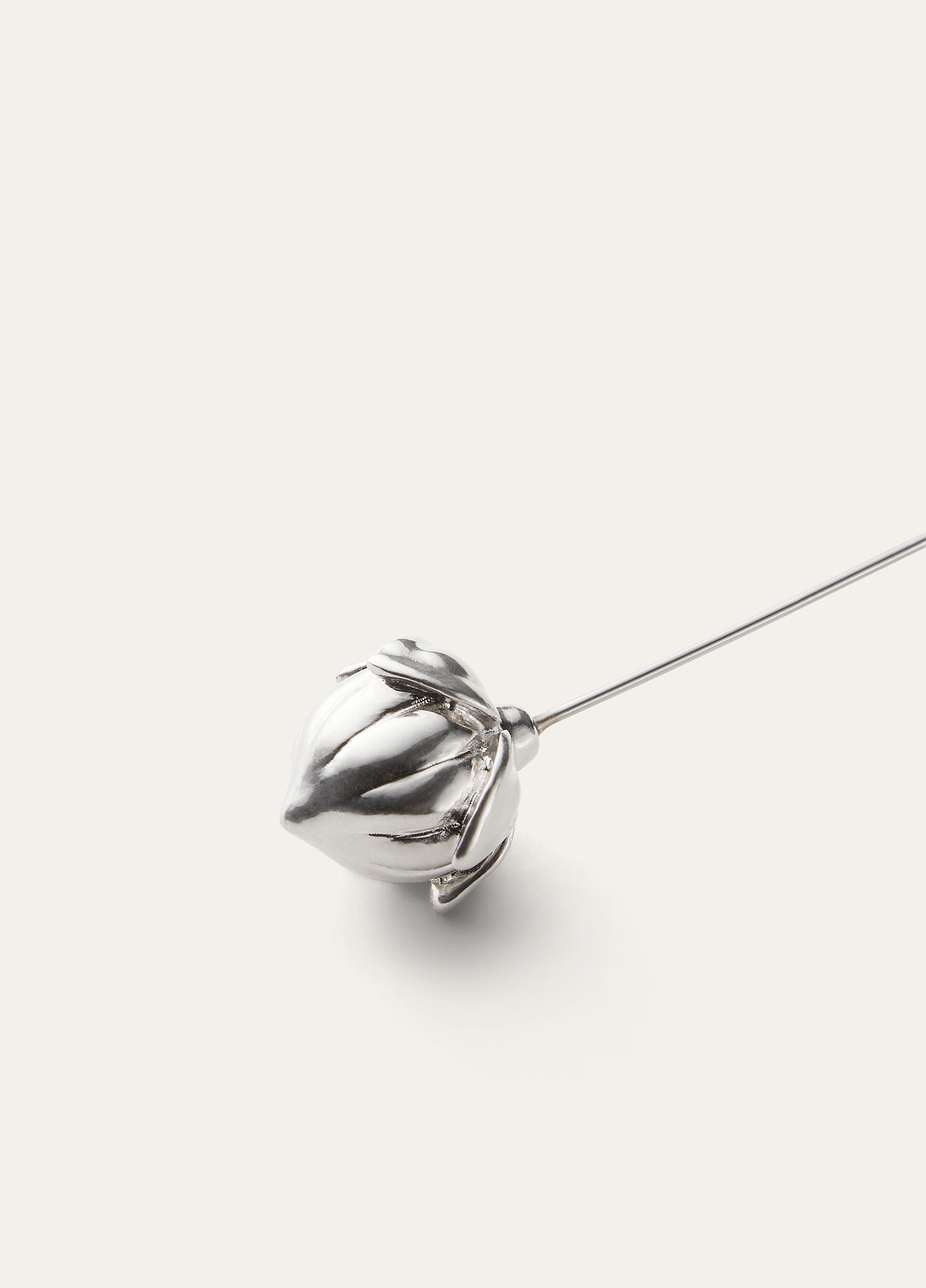 Linen Flower Bud Pin - Antique Silver