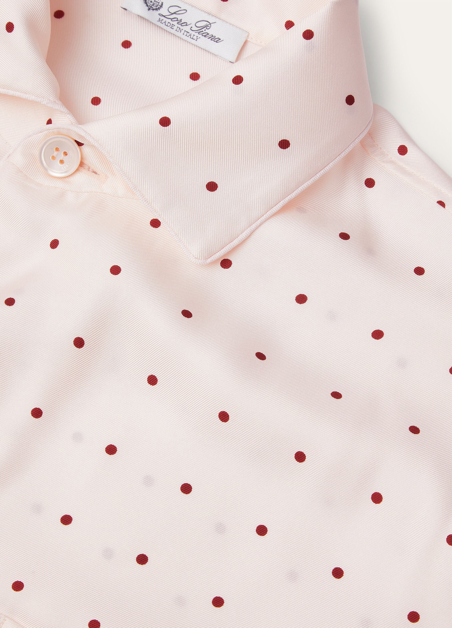 Lian Pajamas Shirt - Misty Rose/Dark Red Pois
