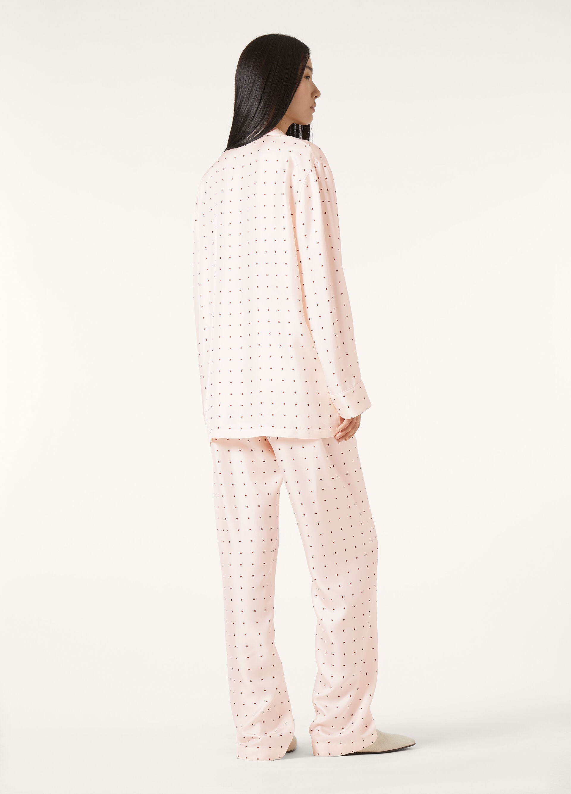 Lian Pajamas Shirt - Misty Rose/Dark Red Pois