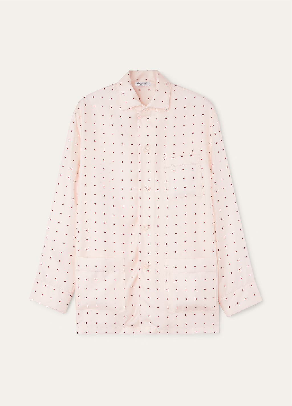 Lian Pajamas Shirt - Misty Rose/Dark Red Pois
