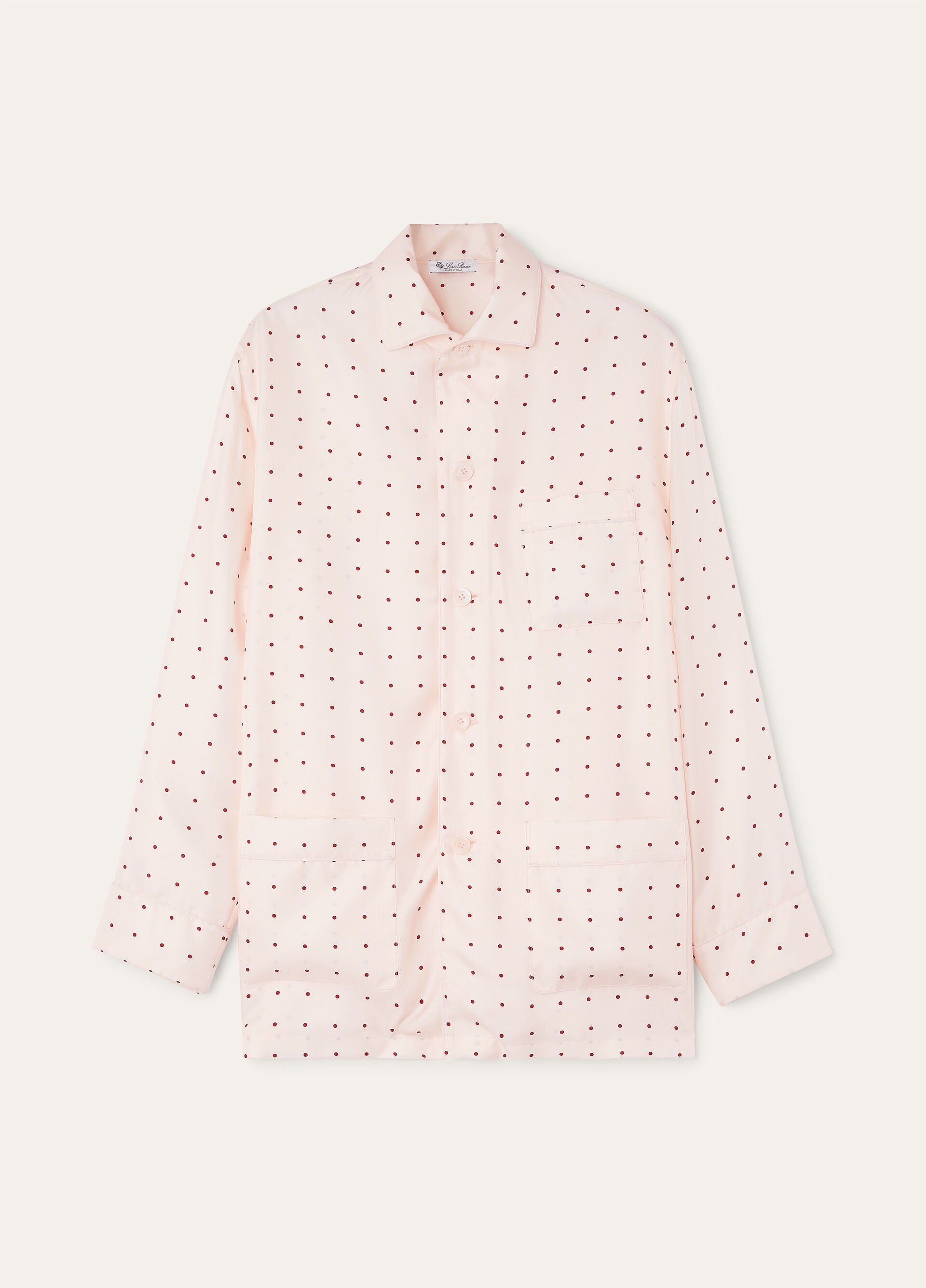 Lian Pajamas Shirt - Misty Rose/Dark Red Pois