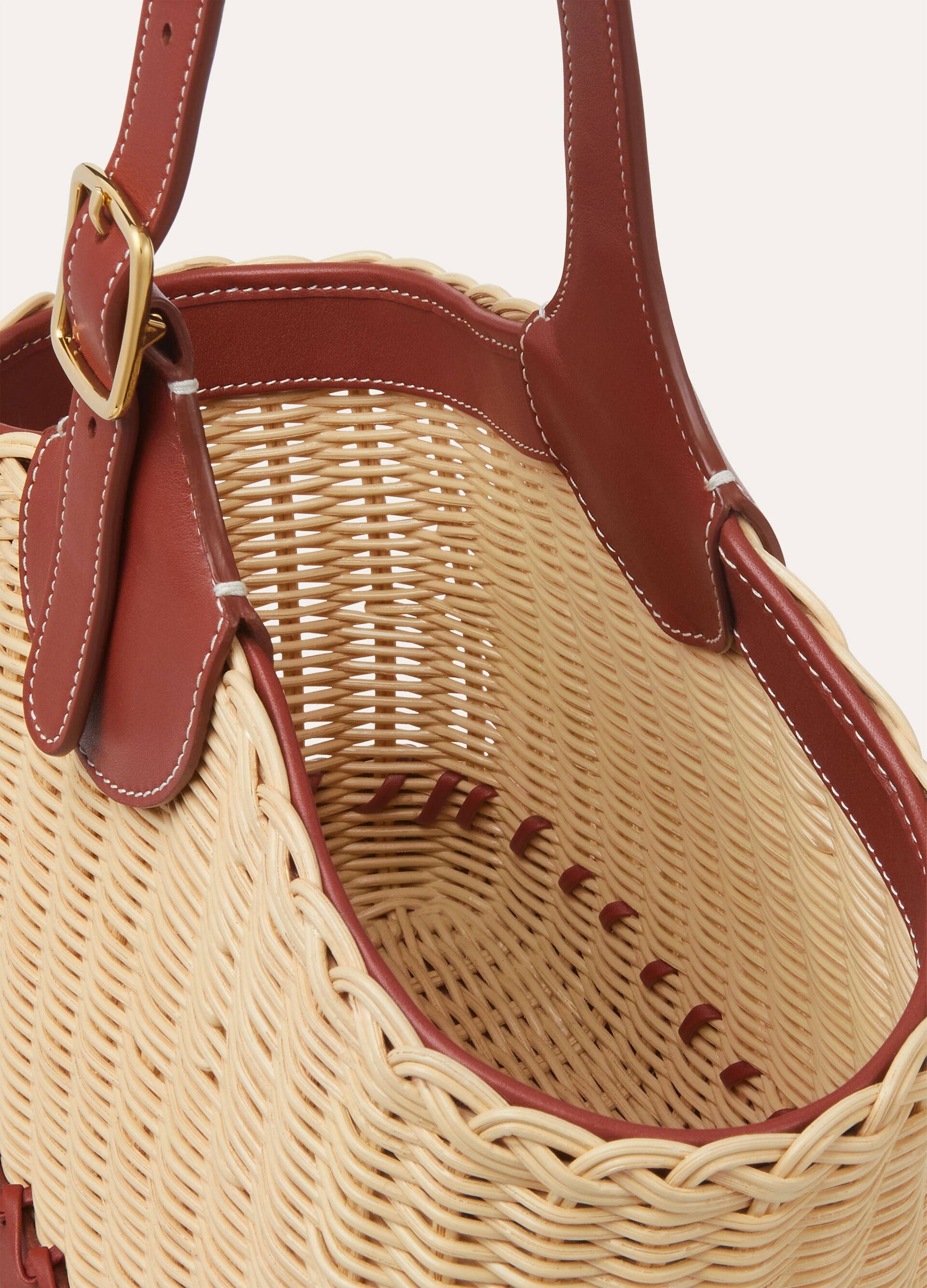 Bobbin Bucket bag wicker - Malt/Deep Kummel/Sun Gold