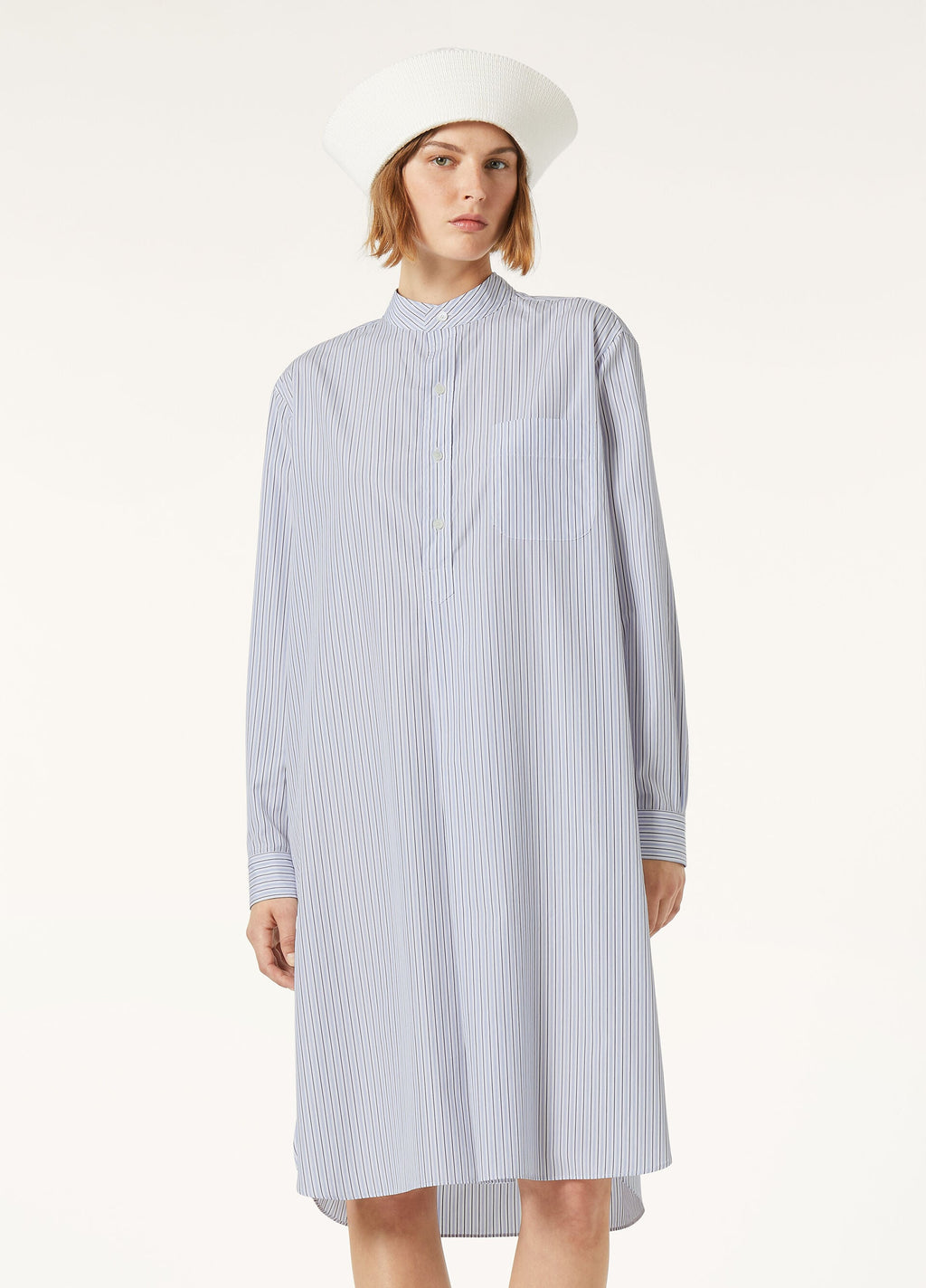 Catlin Dress - White Blue Stripes