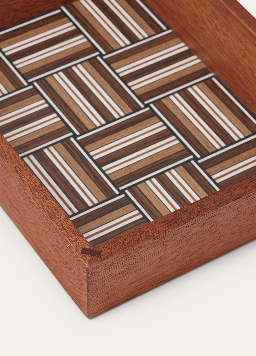 Pocket Emptier Tray - Natural Mahogany /Woven Stripe