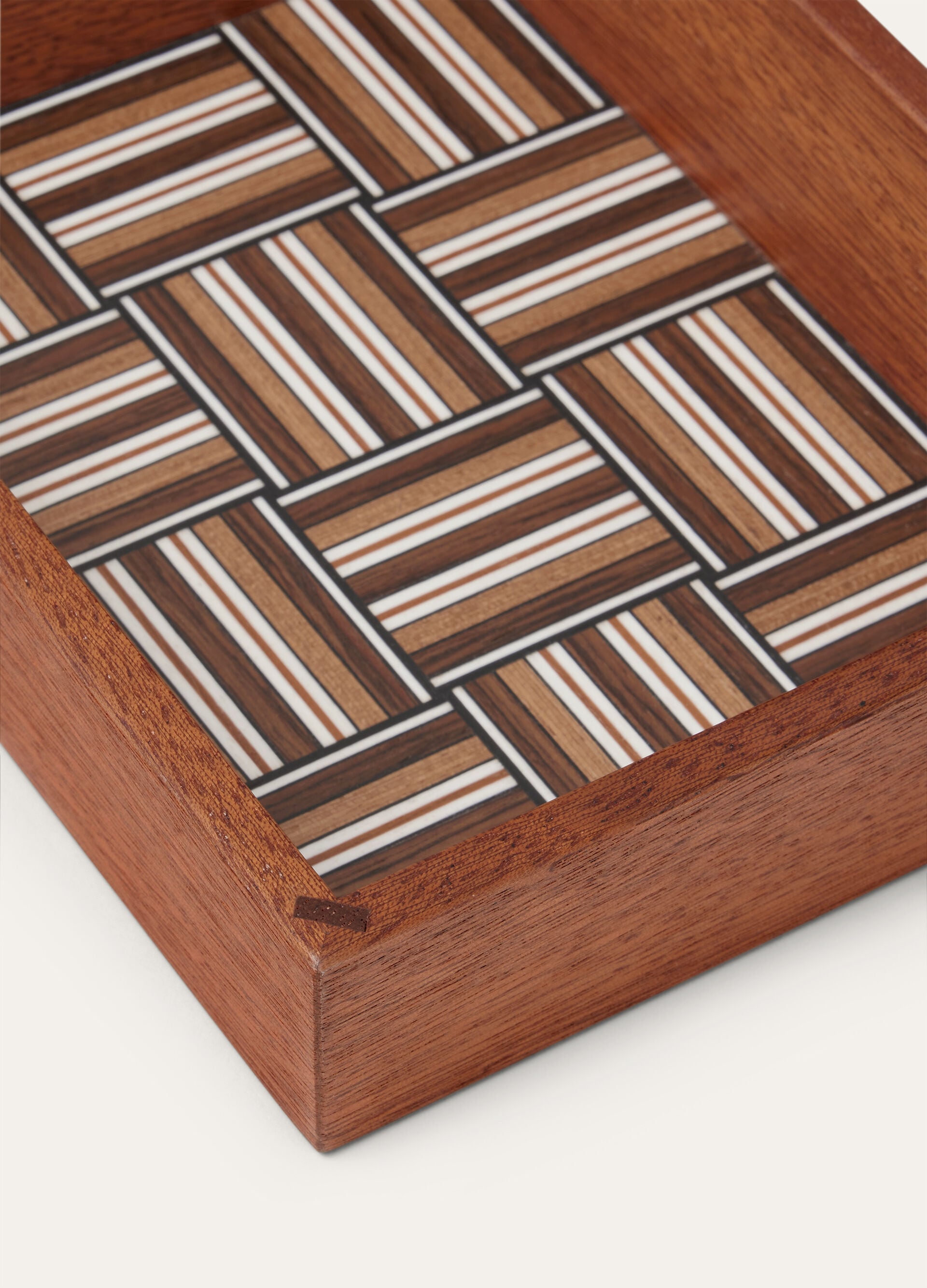 Pocket Emptier Tray - Natural Mahogany /Woven Stripe
