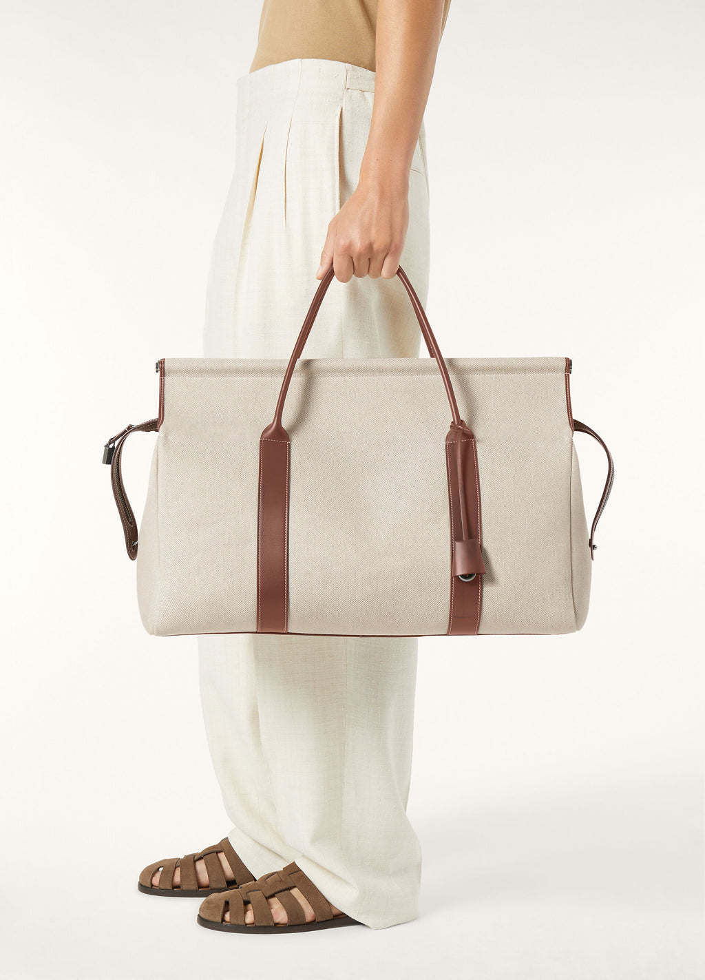 Loom Weekender bag L42 - Natural/Caramel Sugar/Antique Silver