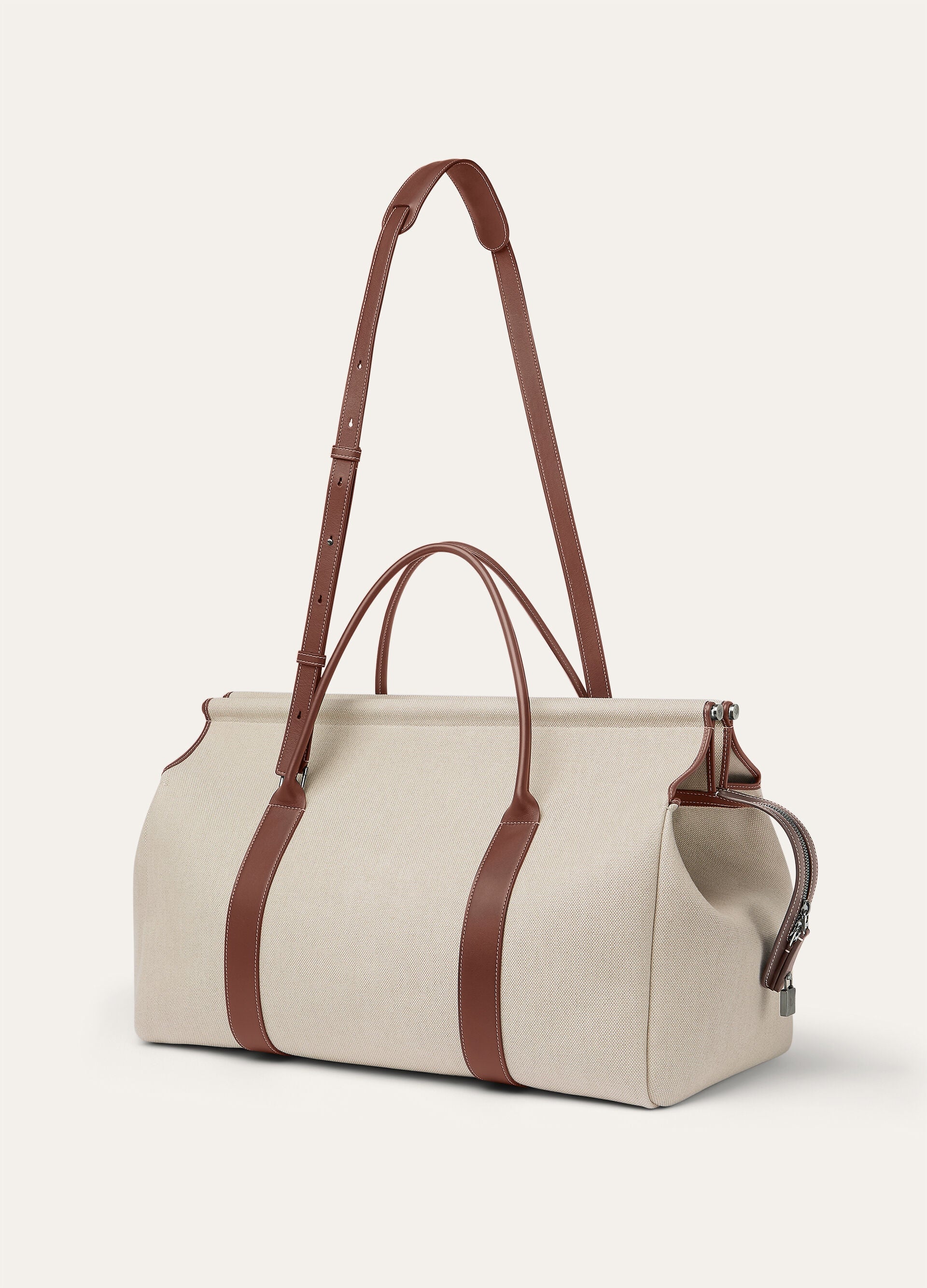 Loom Weekender bag L42 - Natural/Caramel Sugar/Antique Silver