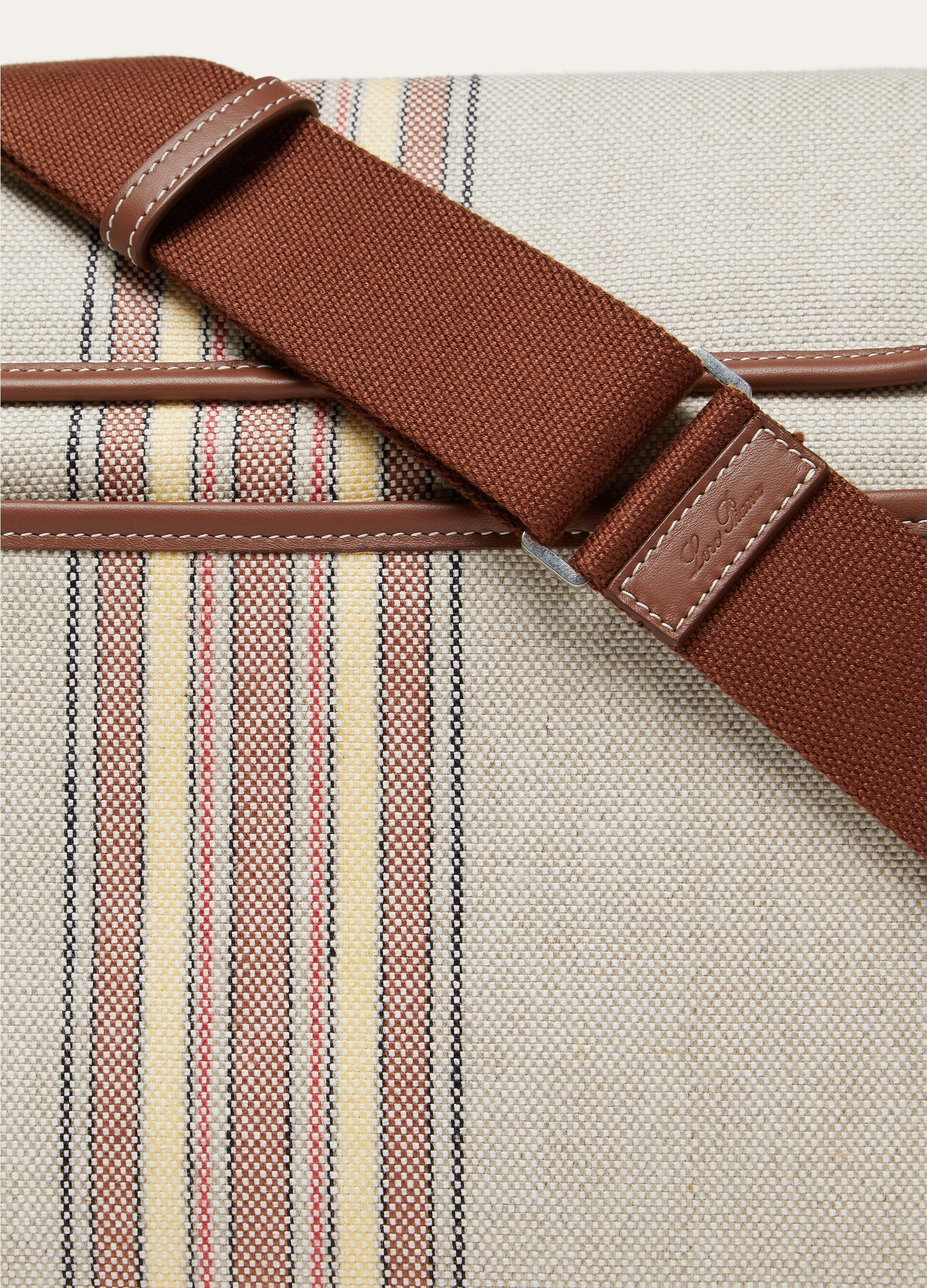 Suitcase Stripe Changing bag - LP Record/Caramel Sugar/Antique Silver