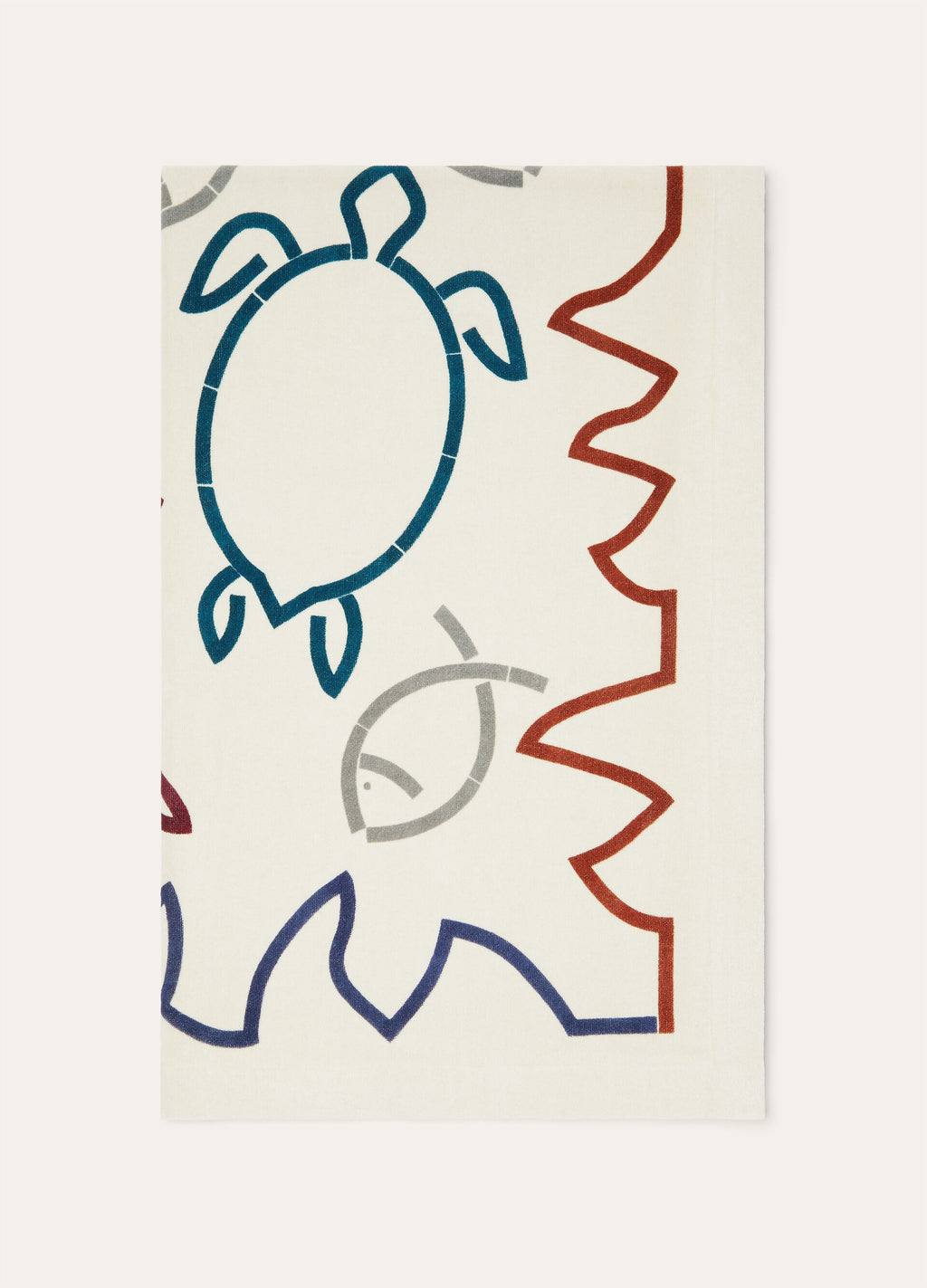 Fish and Turtle Beach Towel - White/Blue/Green/Granato/Brock/Grey