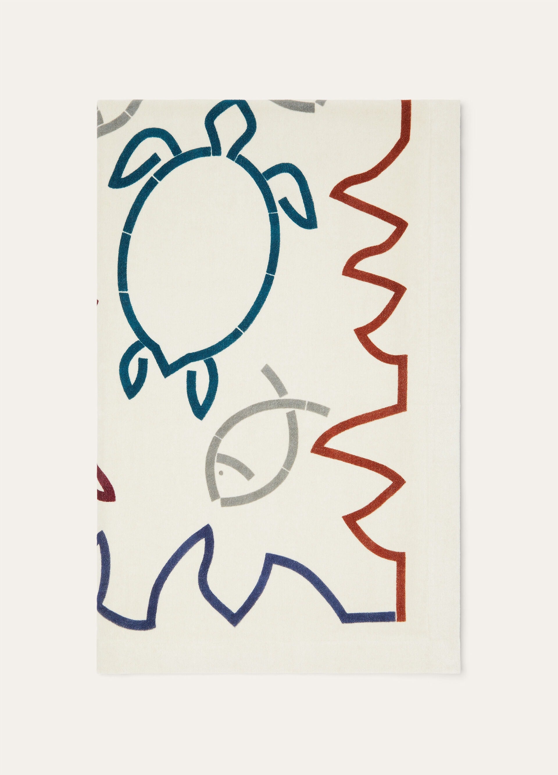 Fish and Turtle Beach Towel - White/Blue/Green/Granato/Brock/Grey