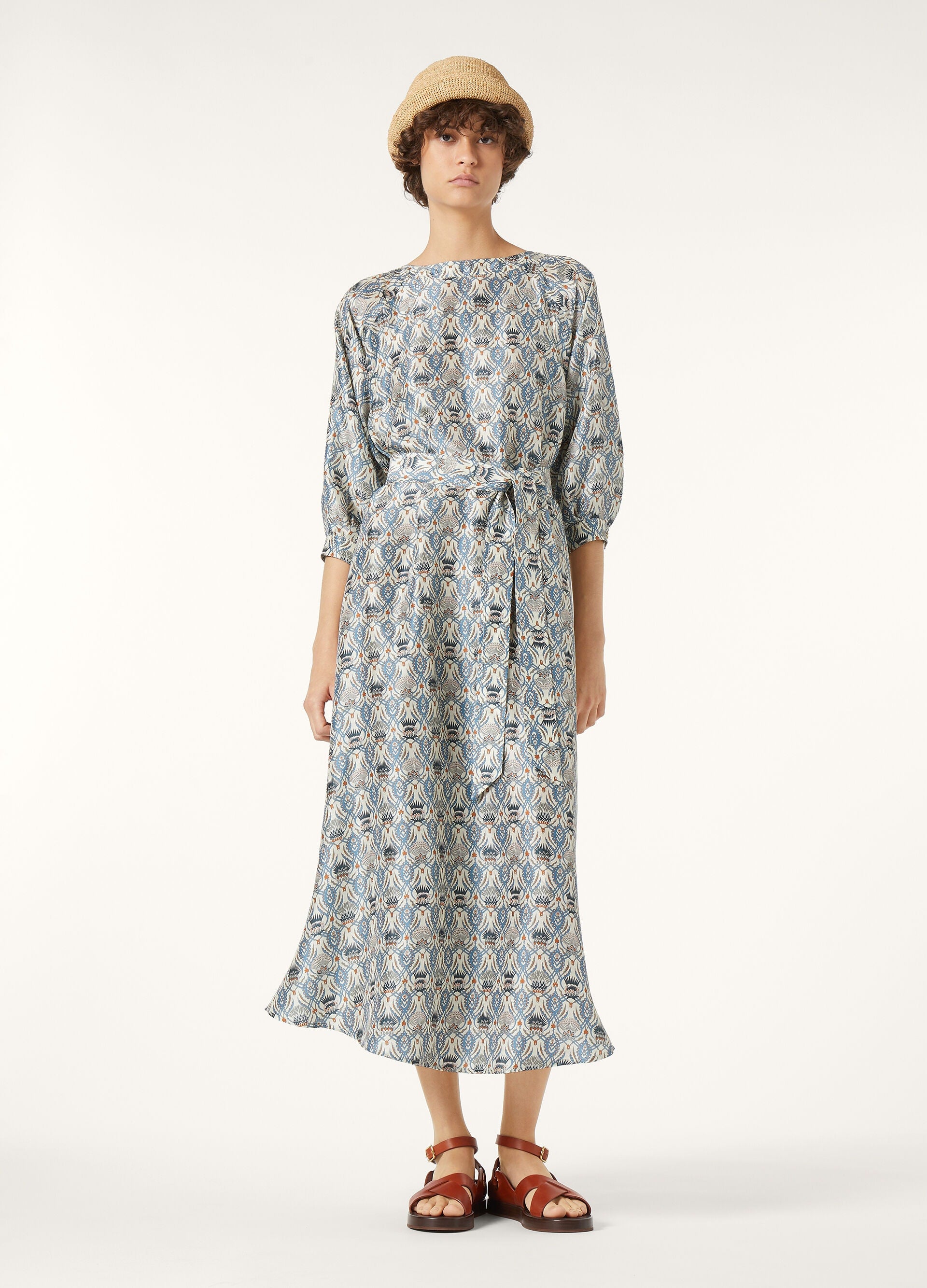 Mina Dress - Chalk/Deep Lagoon Water